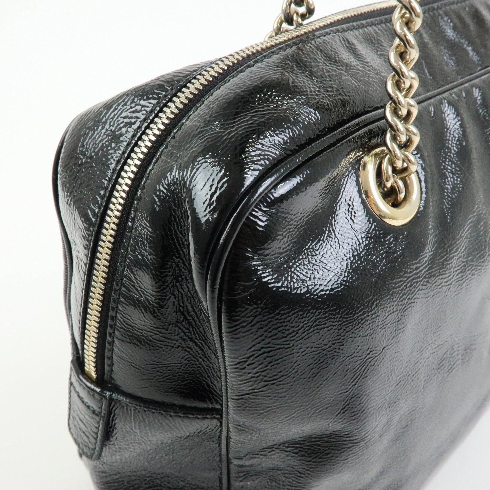 GUCCI SOHO Patent Leather Shoulder Bag Hand Bag Black 353126