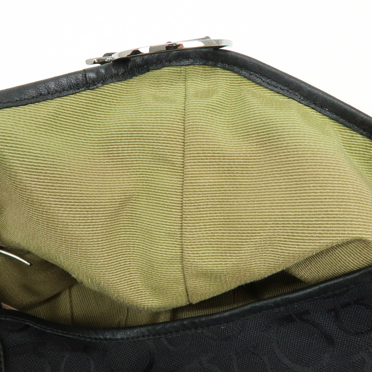 Ferragamo Gancini Canvas Leather Shoulder Bag Hand Bag Black