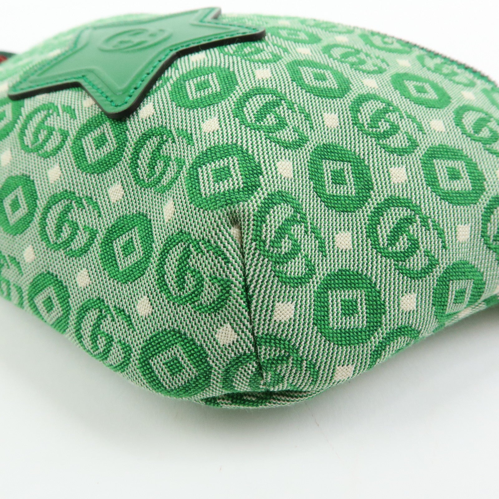 GUCCI Children's Sherry Canvas Leather Body Bag Waist Bag Green 502095