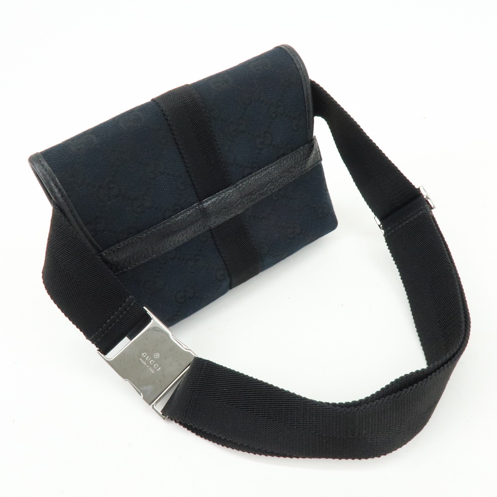 GUCCI ウエストバック　131236 GUCCI GG Canvas Leather Waist Pouch Body Bag Black 131236