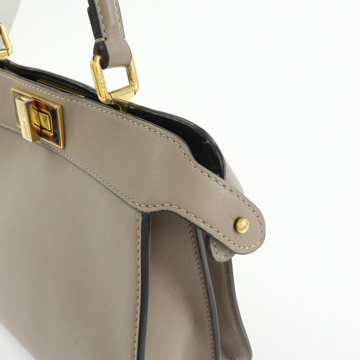FENDI Peek a Boo ISeeU Small Leather 2Way Bag Hand Bag Greige 8BN327