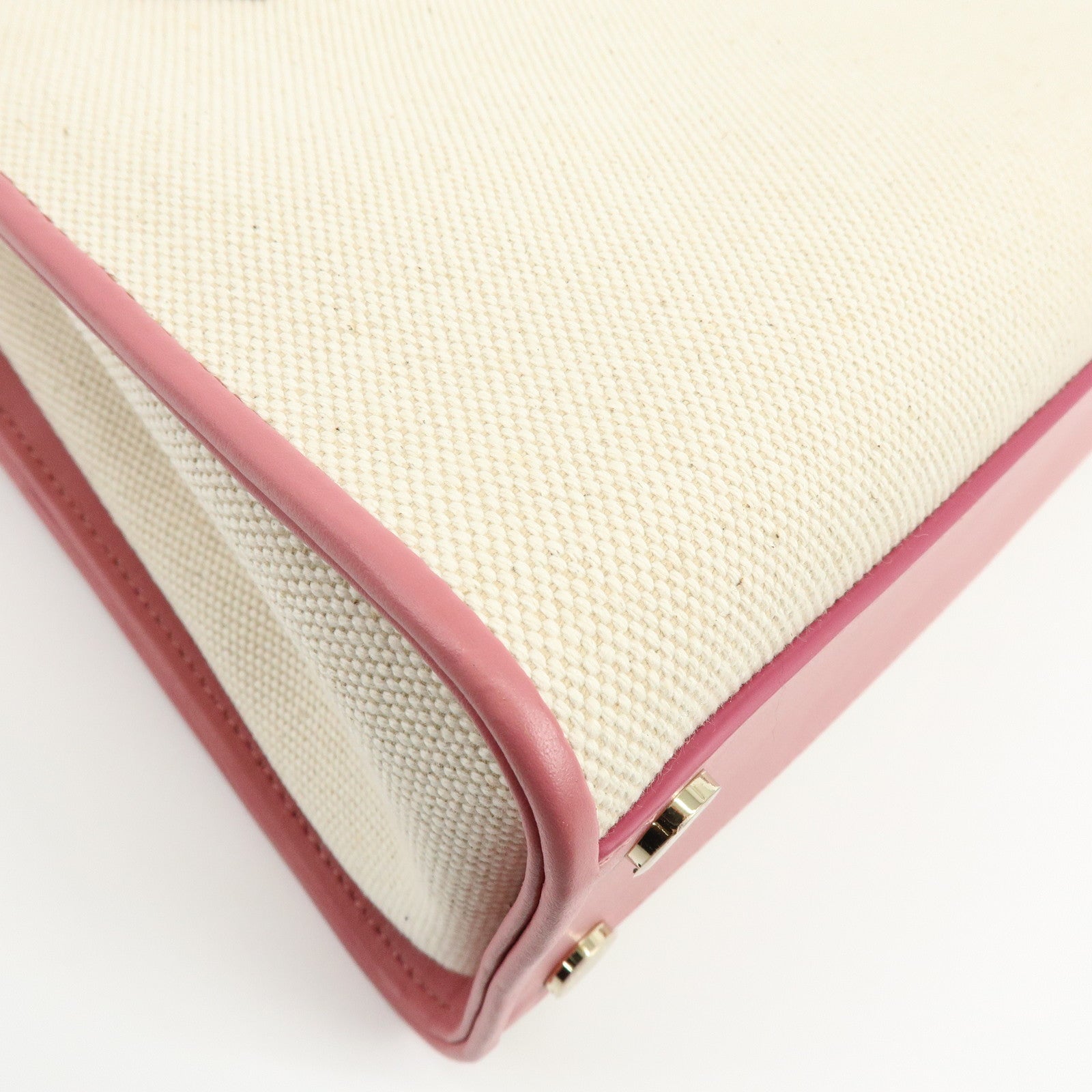 BVLGARI Logo Canvas Leather 2Way Bag Hand Bag Shoulder Bag Pink