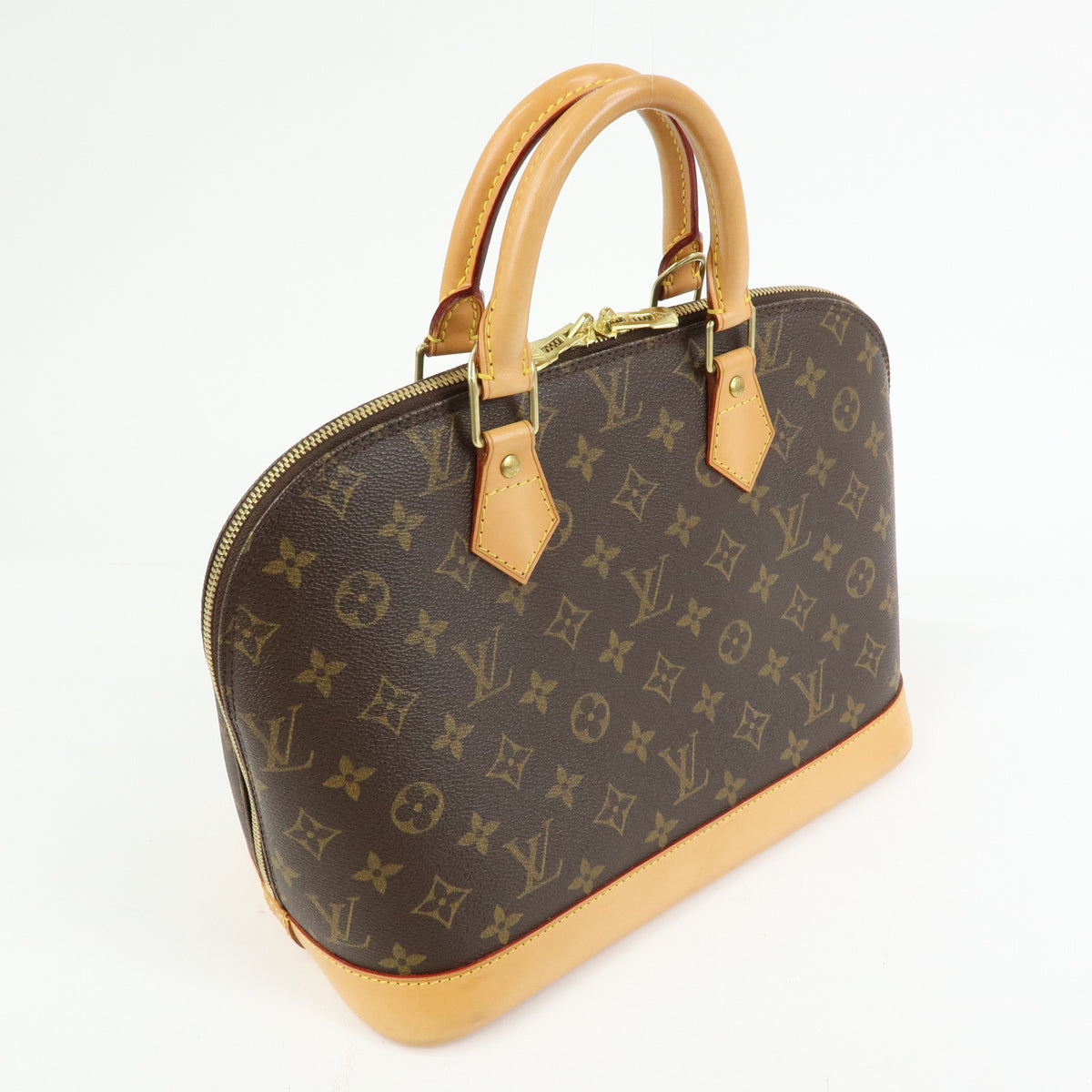 Louis Vuitton Monogram Alma Canvas Leather Hand Bag Brown M51130