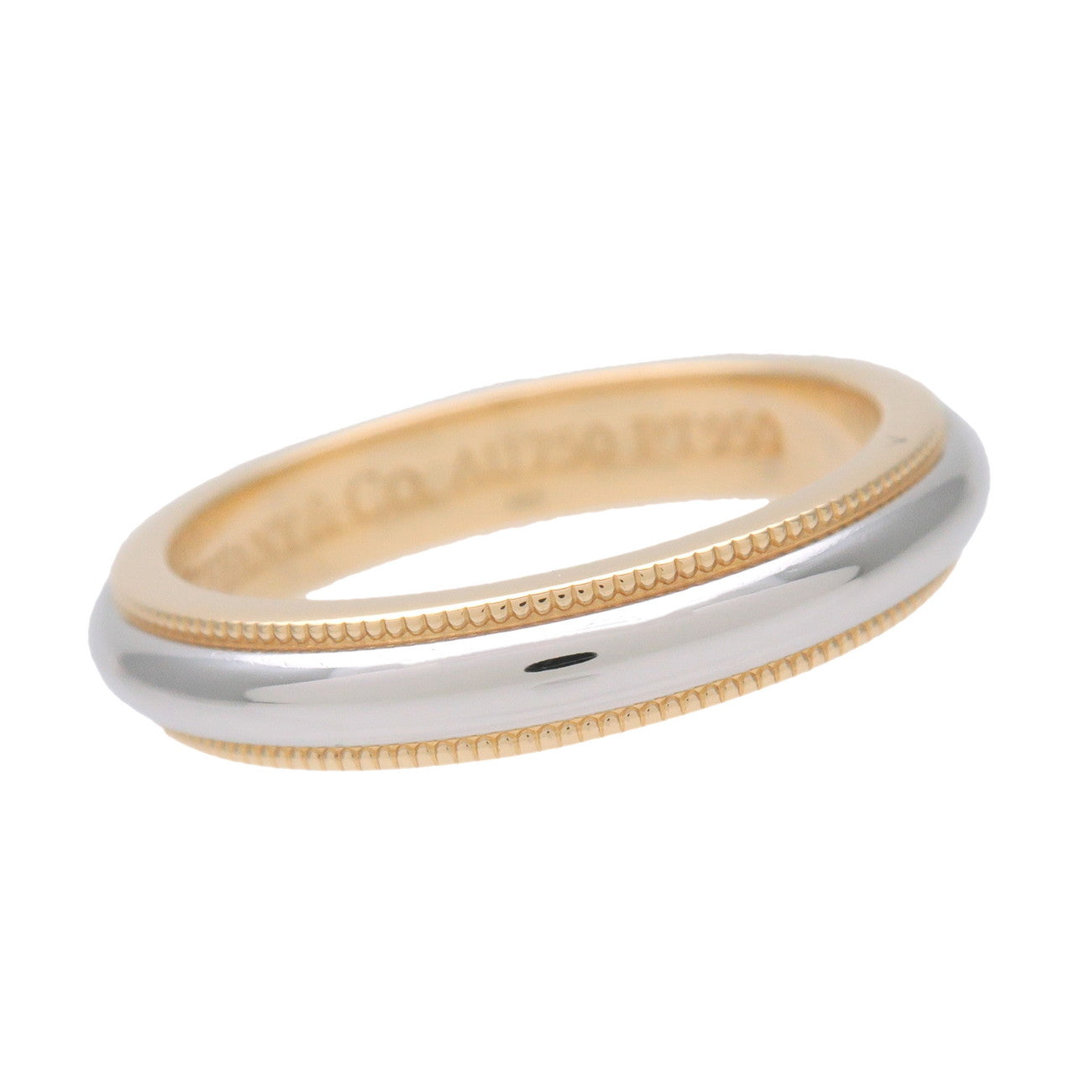 TiTiffany & Co Milgrain Band Ring PT950 K18 750YG US5 EU49