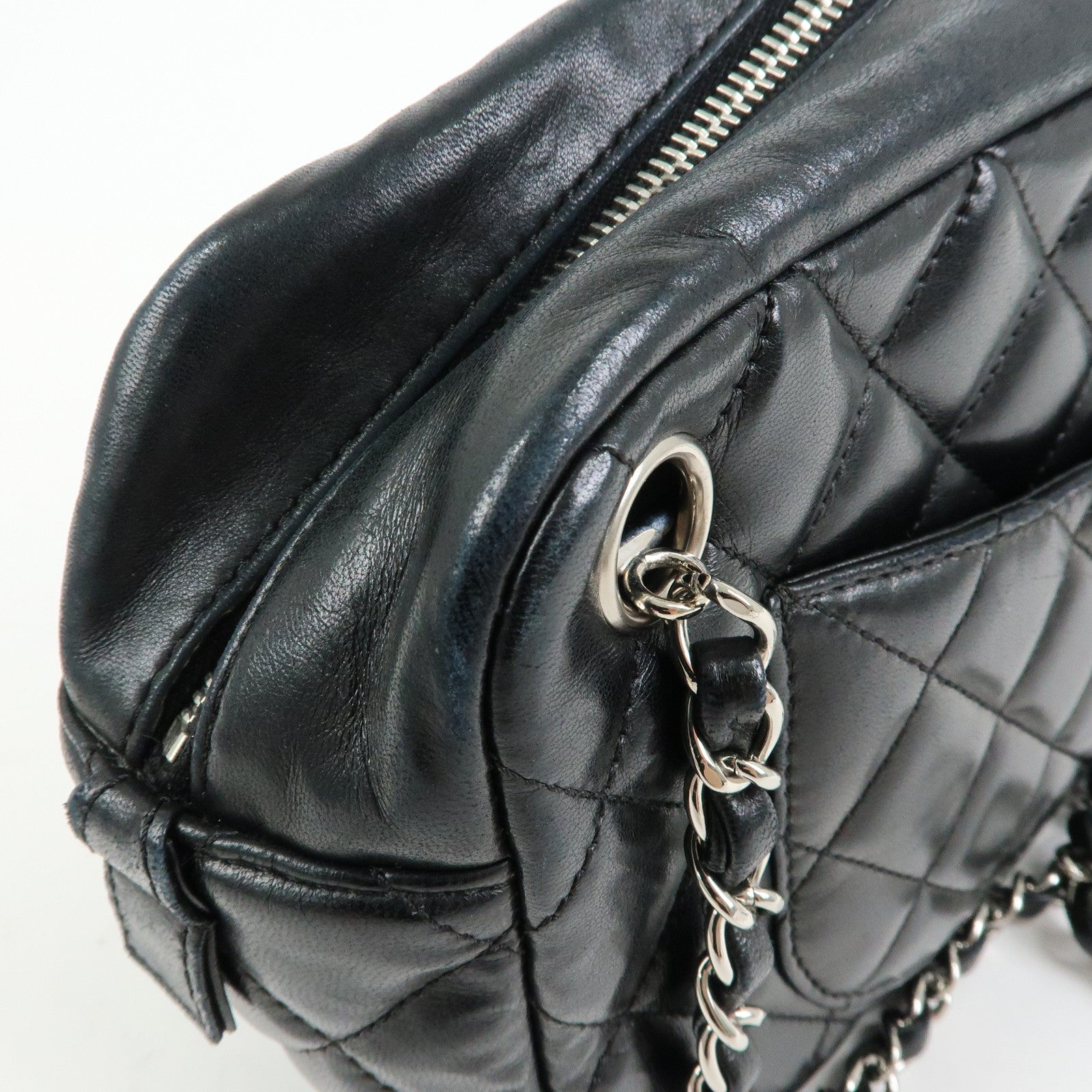 CHANEL COCO Mark Matelasse Lamb Skin Chain Shoulder Bag Hand Bag Black