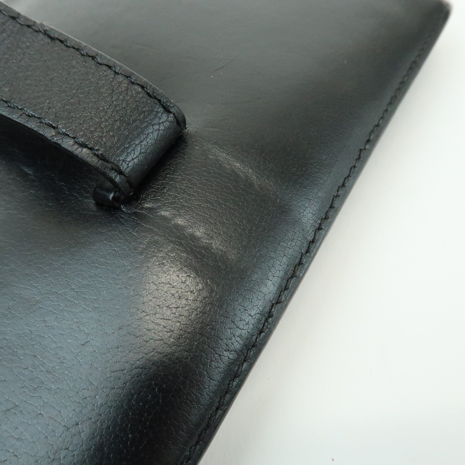 HERMES Bearn Calf Leather Bi-fold Long Wallet □I Stamped Black