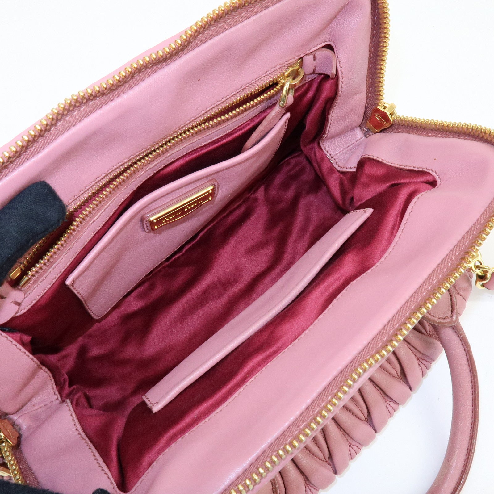 MIU MIU Matelasse Nappa Leather 2Way Hand Bag Shoulder Bag Pink RLN059