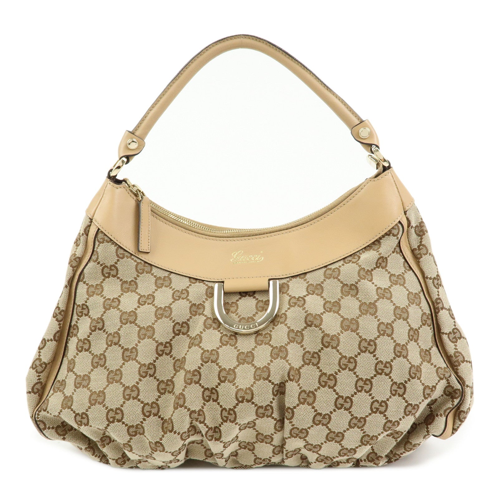 GUCCI Abbey GG Canvas Leather Shoulder Bag Hand Bag Beige 189833