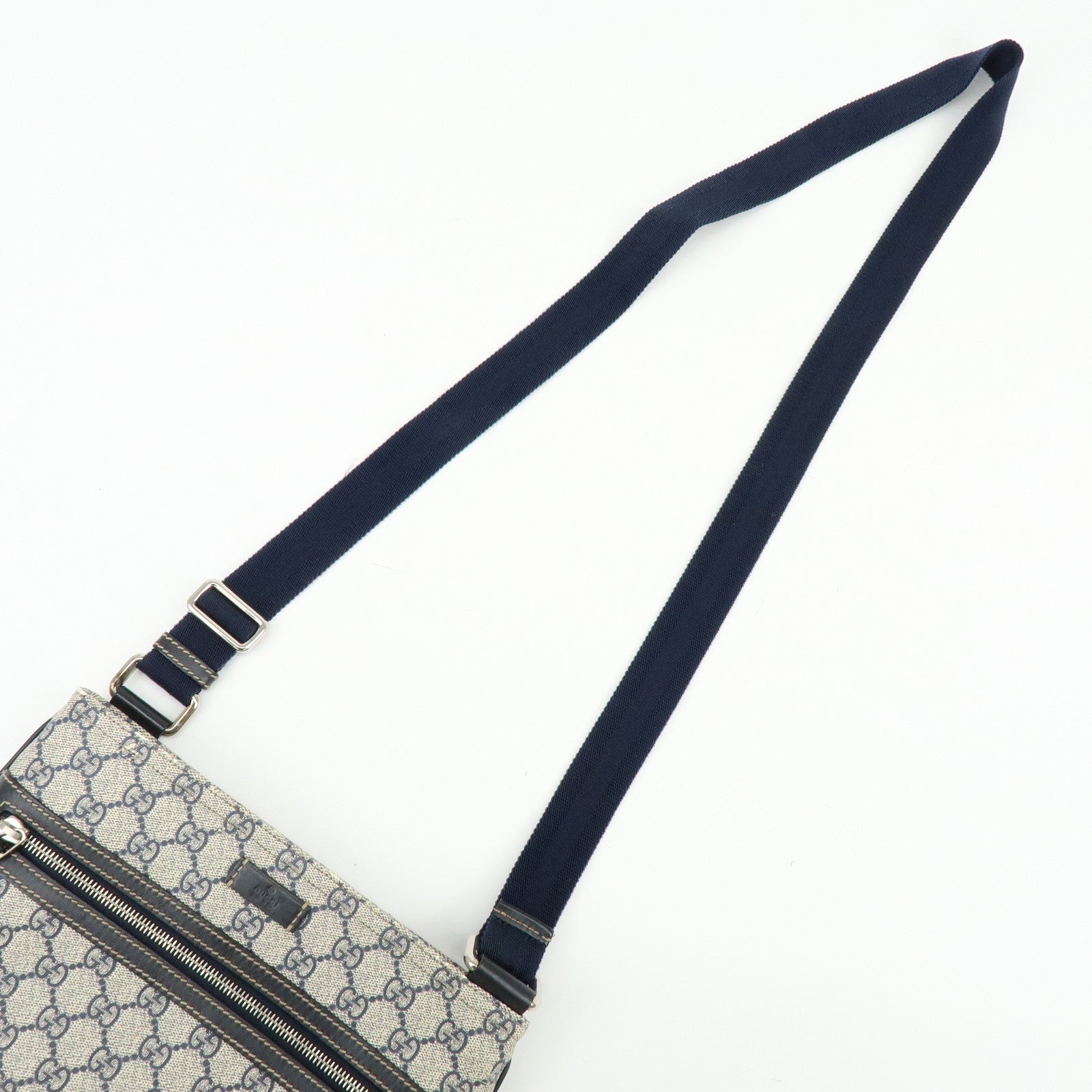 GUCCI GG Supreme Leather Shoulder Crossbody Bag Blue Beige 295257