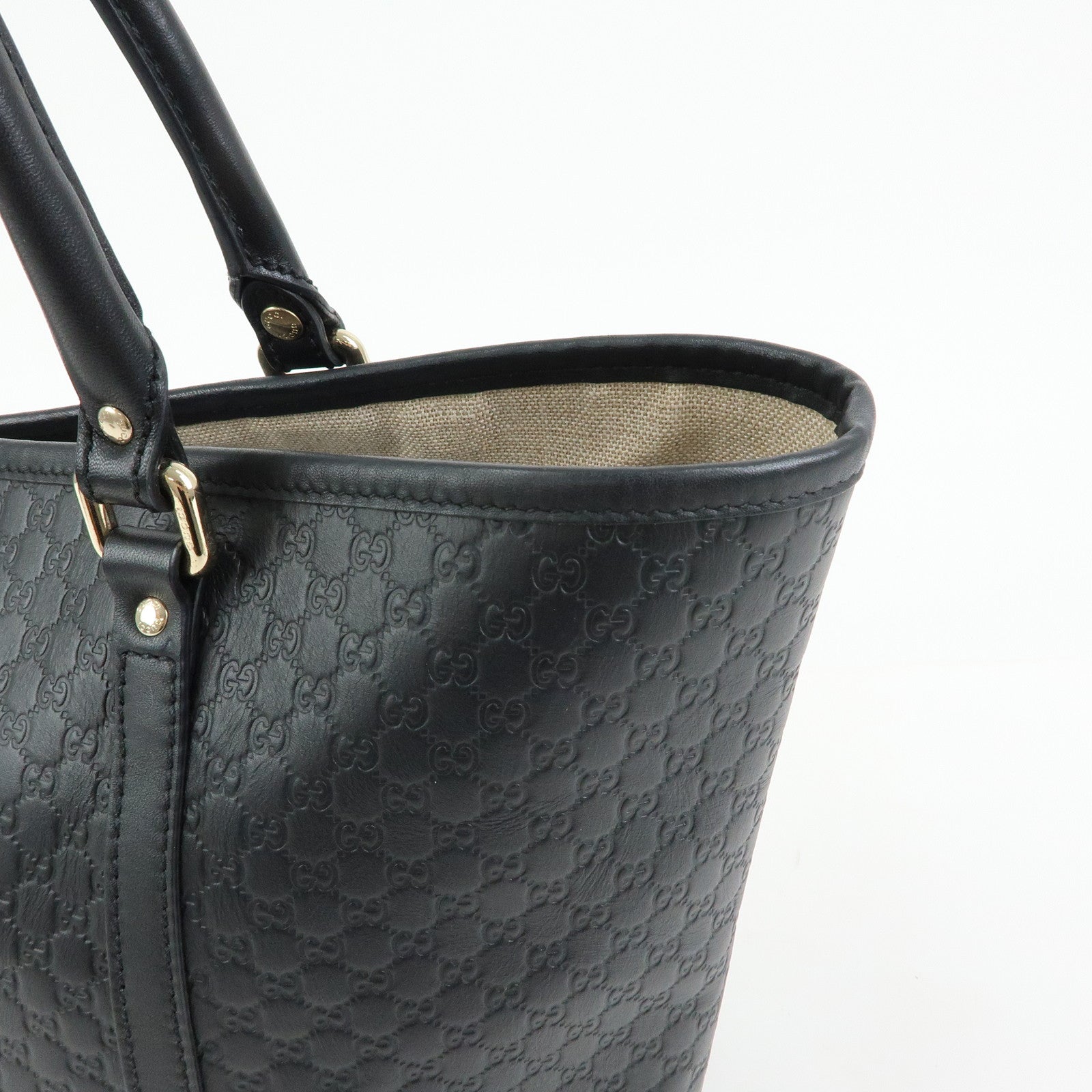 GUCCI Microguccissima Leather Tote Bag Shoulder Bag Black 449647