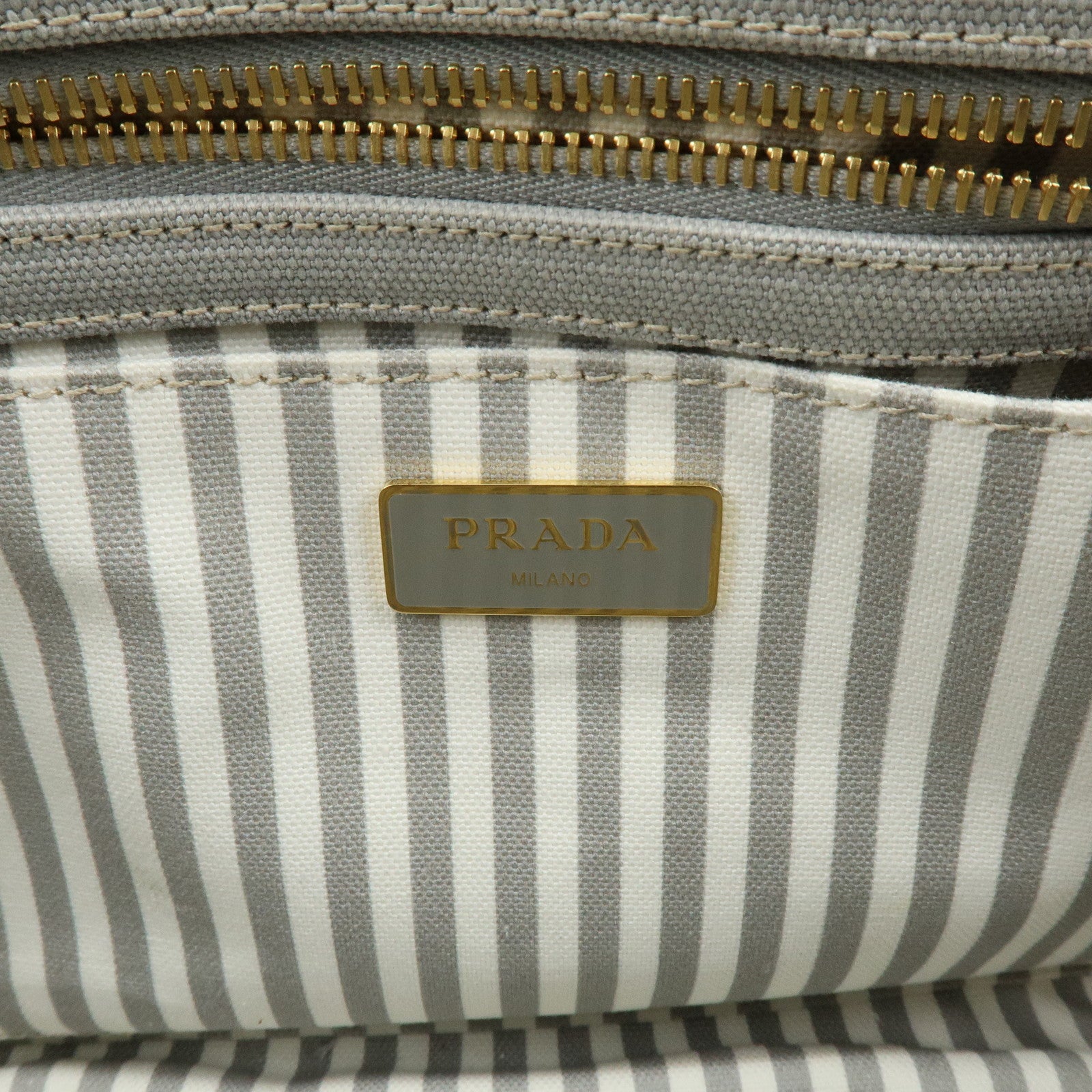 PRADA Canapa Mini Canvas 2Way Bag Hand Bag Shoulder Bag Gray 1BG439