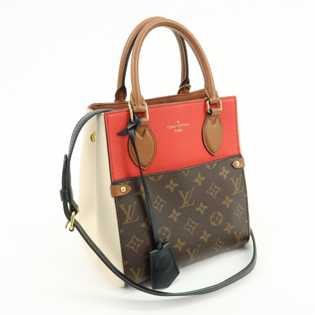 Louis Vuitton Monogram Fold Tote PM 2Way Bag Cerise Creme Noir M45389