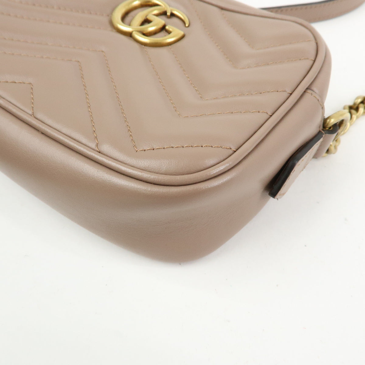 GUCCI GG Marmont Double G Leather Chain Shoulder Bag Pink 448065