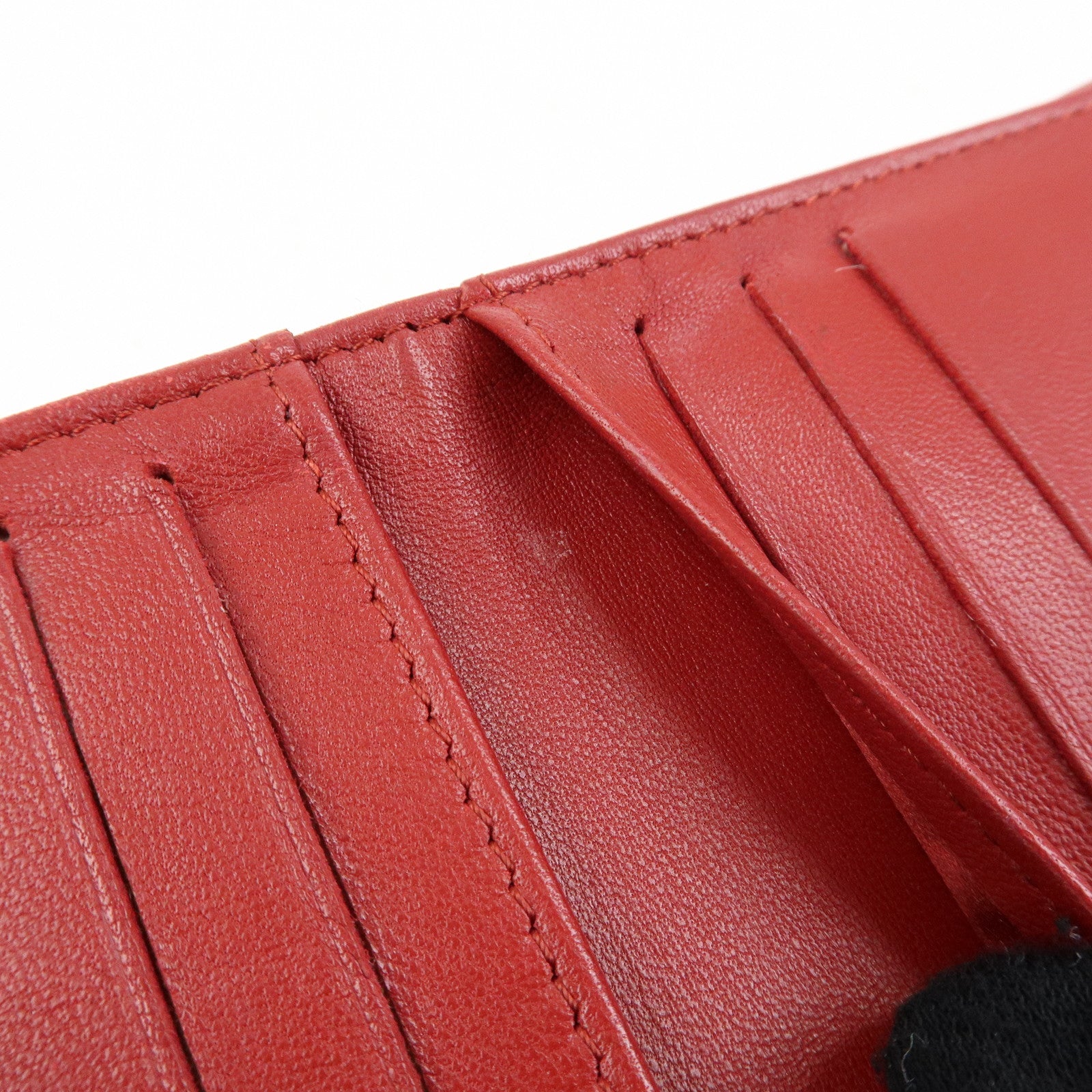 CHANEL Camellia COCO Mark Lamb Skin Bi-fold Compact Wallet Red A47422