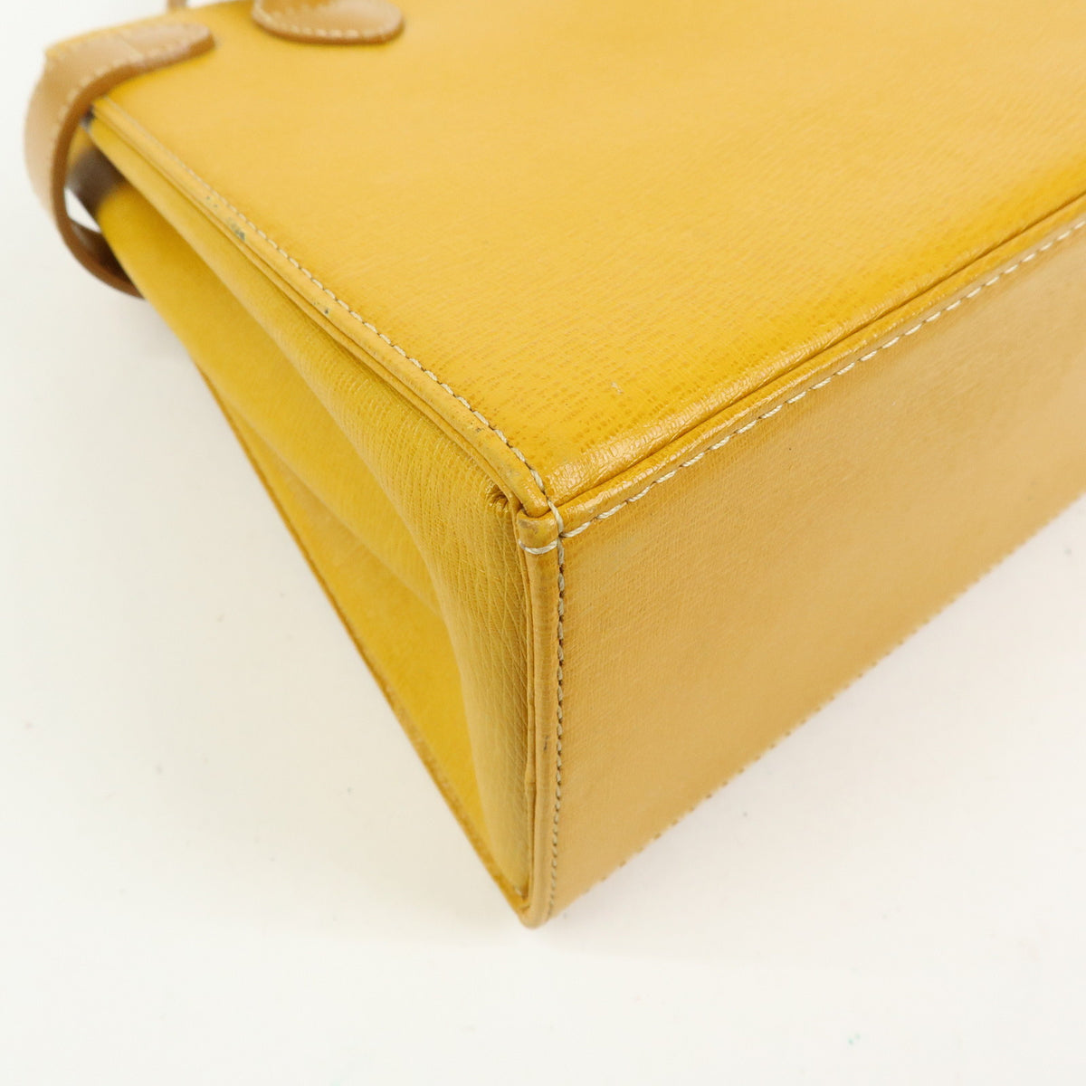 BURBERRY Leather Mini Hand Bag Tote Bag Yellow