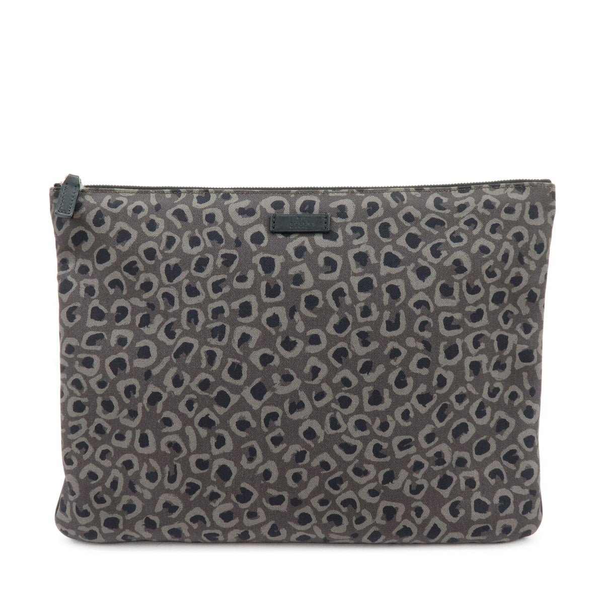 GUCCI Canvas Leather Clutch Bag Leopard Grey Black 353478
