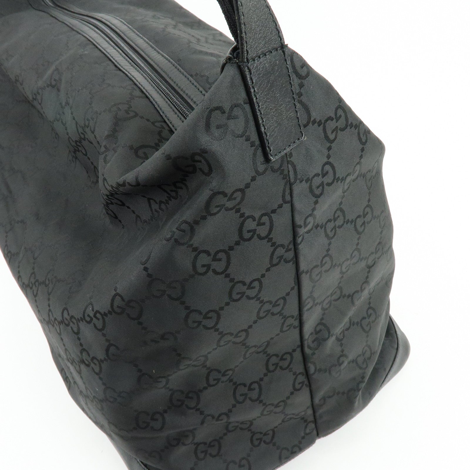 GUCCI GG Monogram Nylon Leather Boston Bag Travel Bag Black 105669