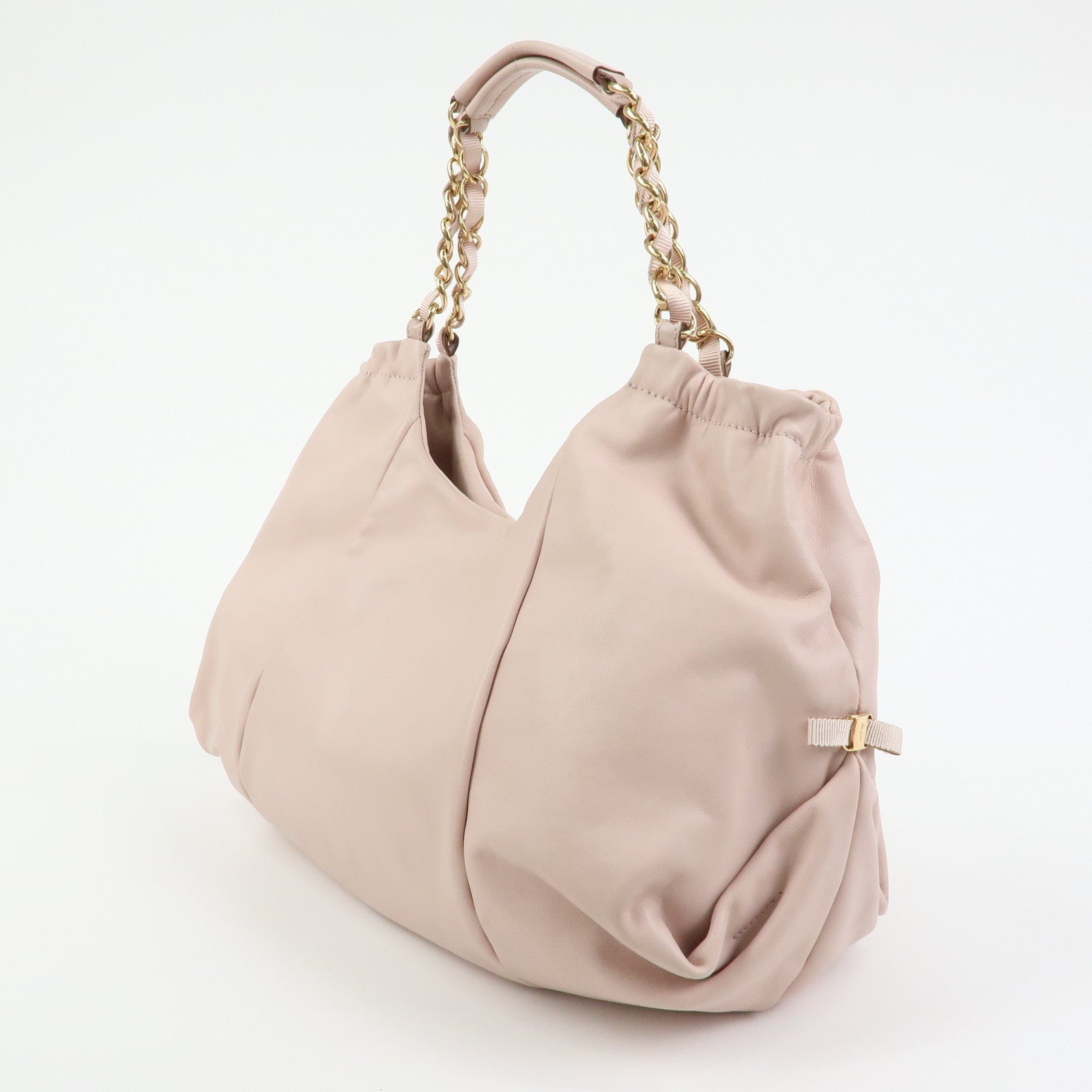 Ferragamo Vara Ribbon Leather Chain Shoulder Bag  Pink