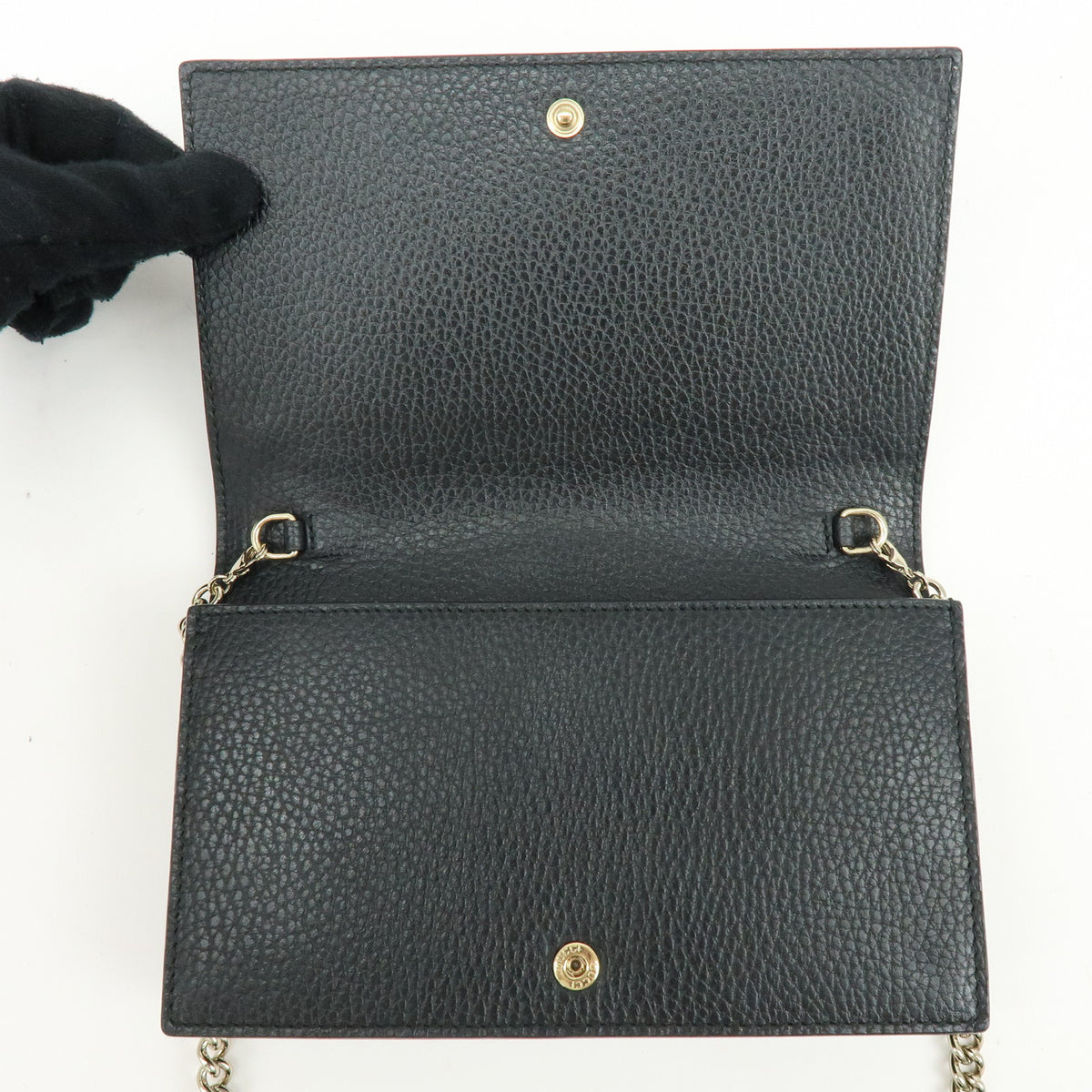 GUCCI Interlocking G Calf Leather Chain Wallet Shoulder Bag 466506