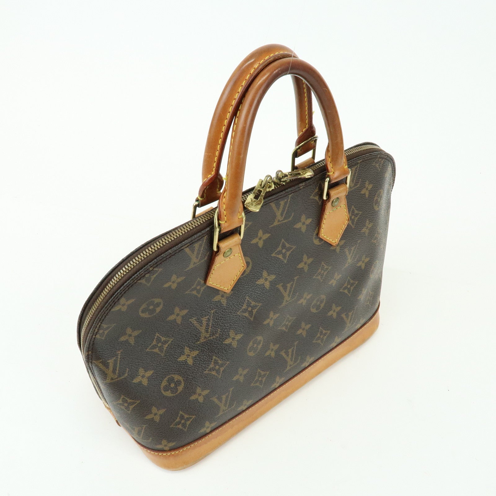 Louis Vuitton Monogram Alma PM Canvas Leather Hand Bag Brown M51130