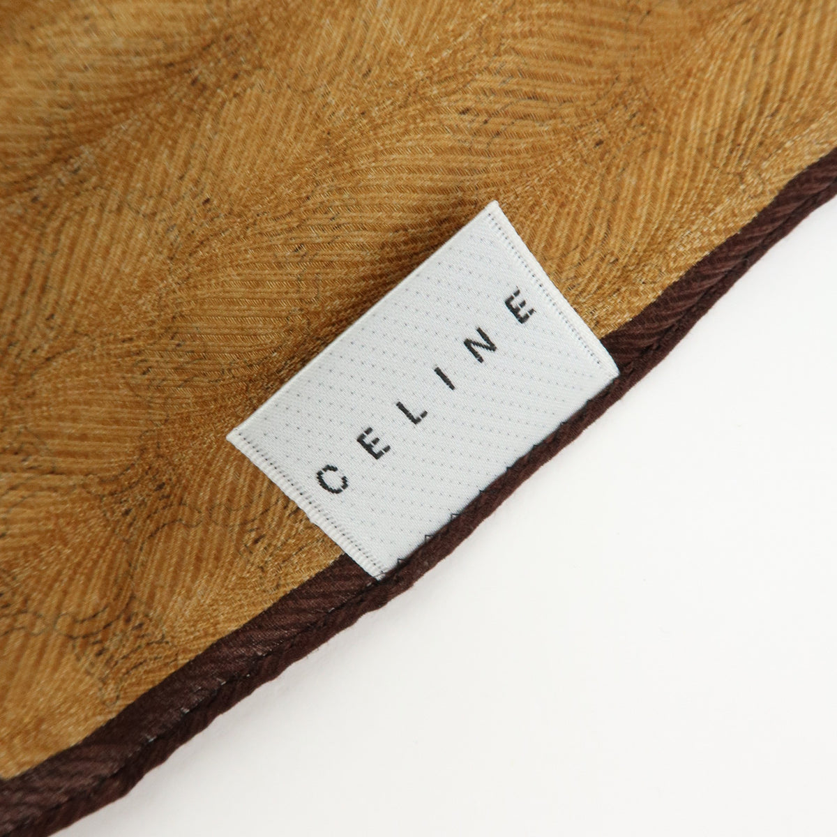 CELINE Macadam Lot of 2 Cotton 100% Scarf Handkerchief Brown Khaki