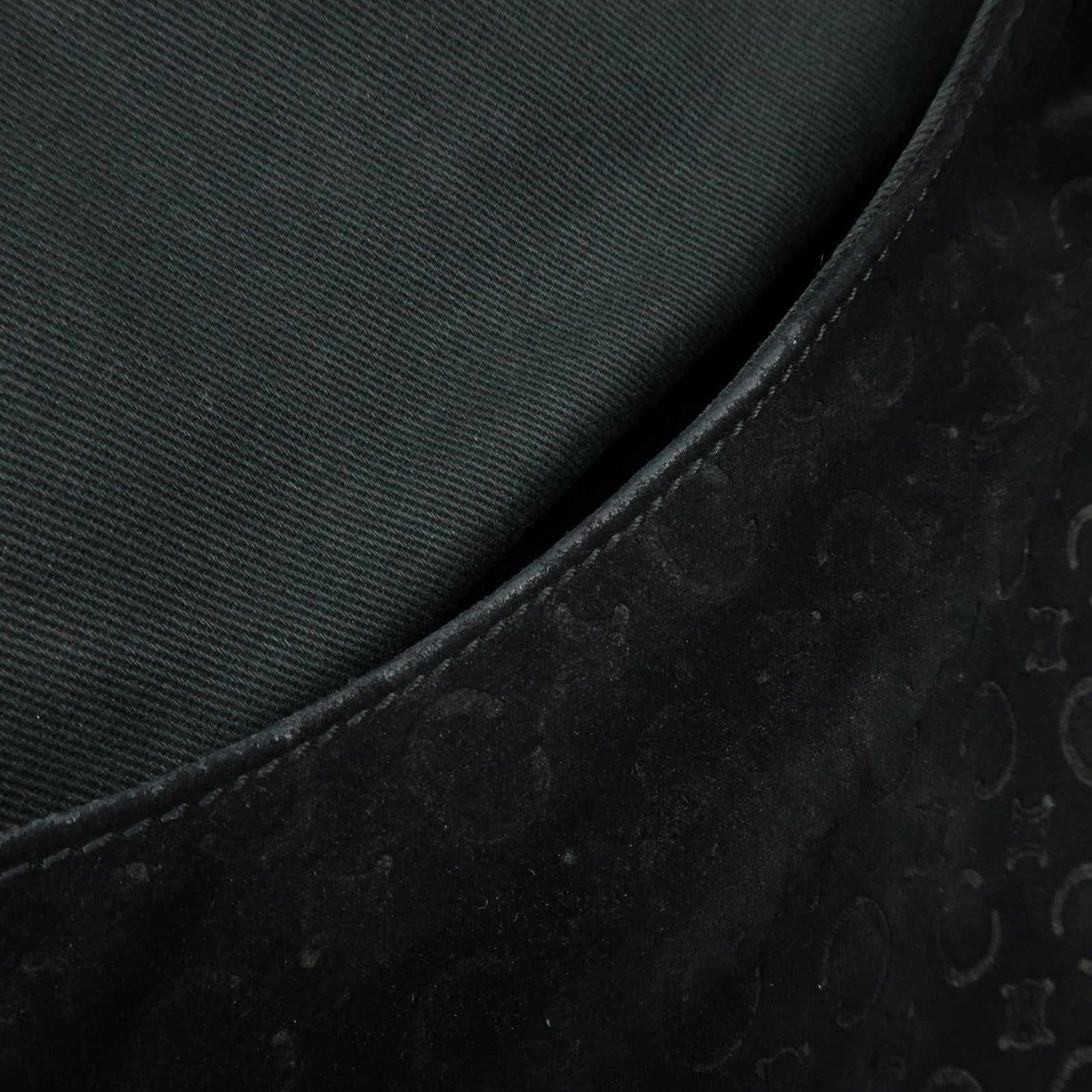 CELINE C Macadam Suede Leather Shoulder Crossbody Bag Black