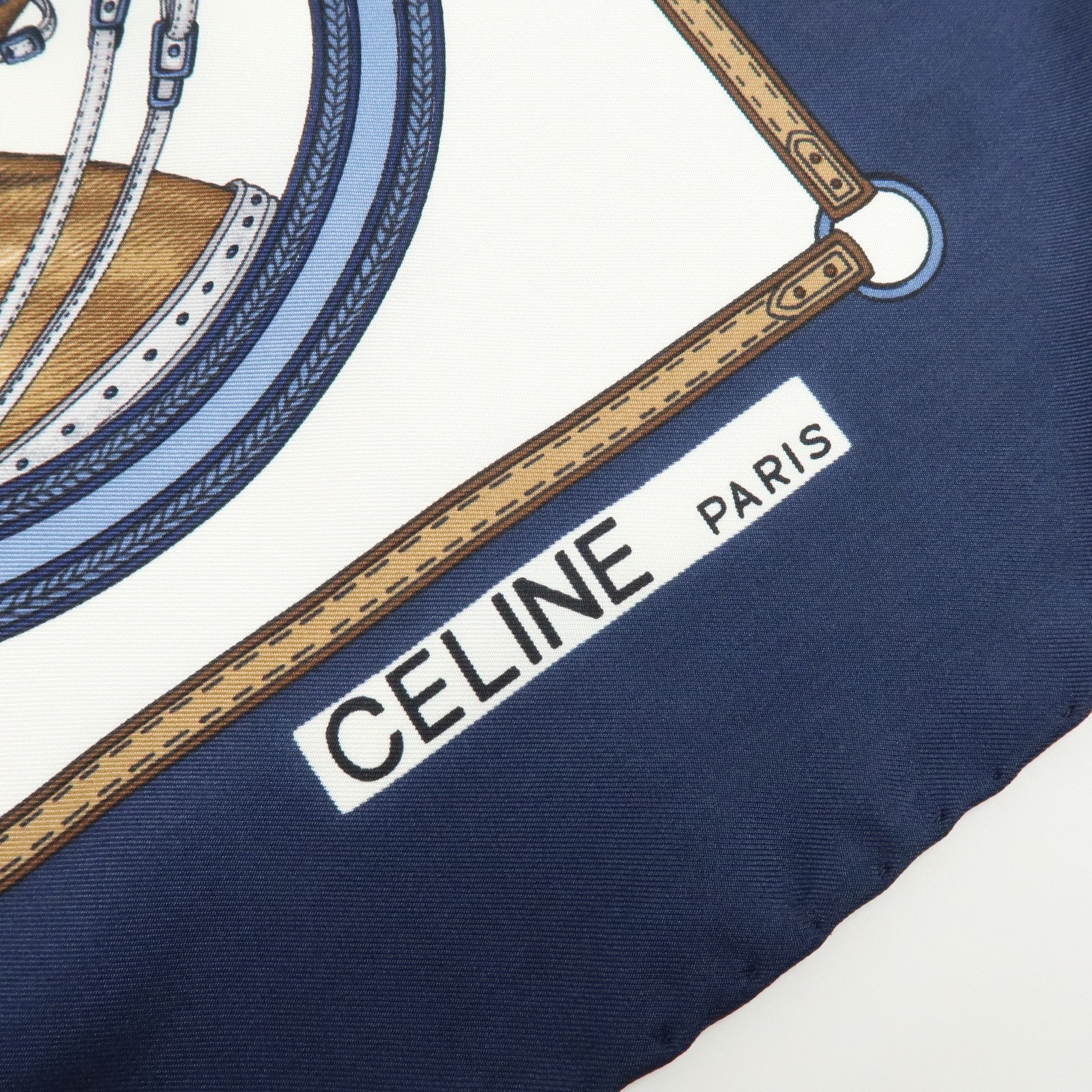 CELINE Lot of 3 Silk 100% Scarf Black Red Navy Gold Green