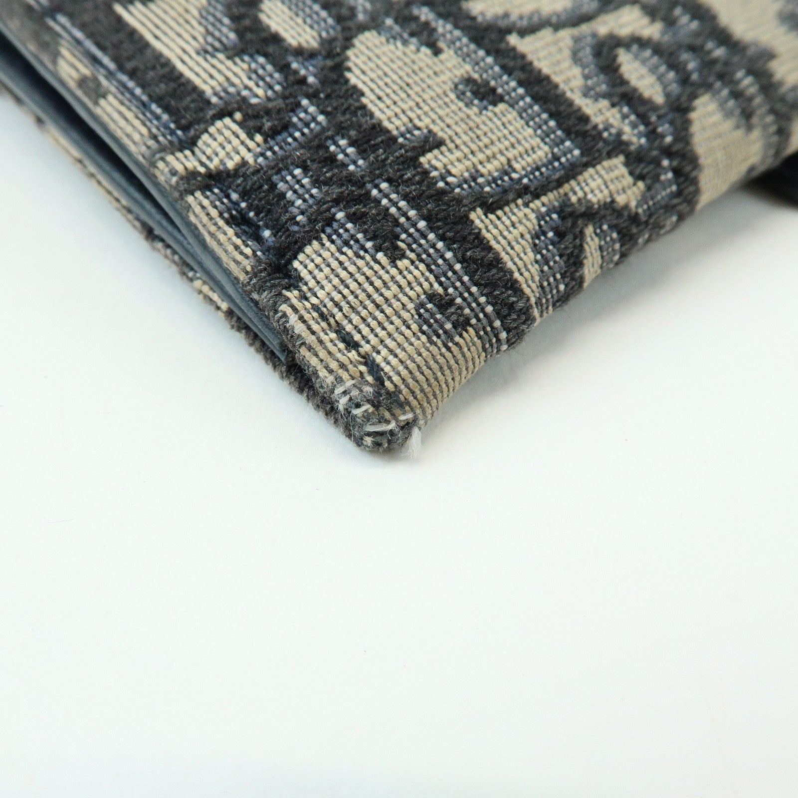 Christian Dior Oblique Saddle Canvas Leather Chain Wallet WOC Navy