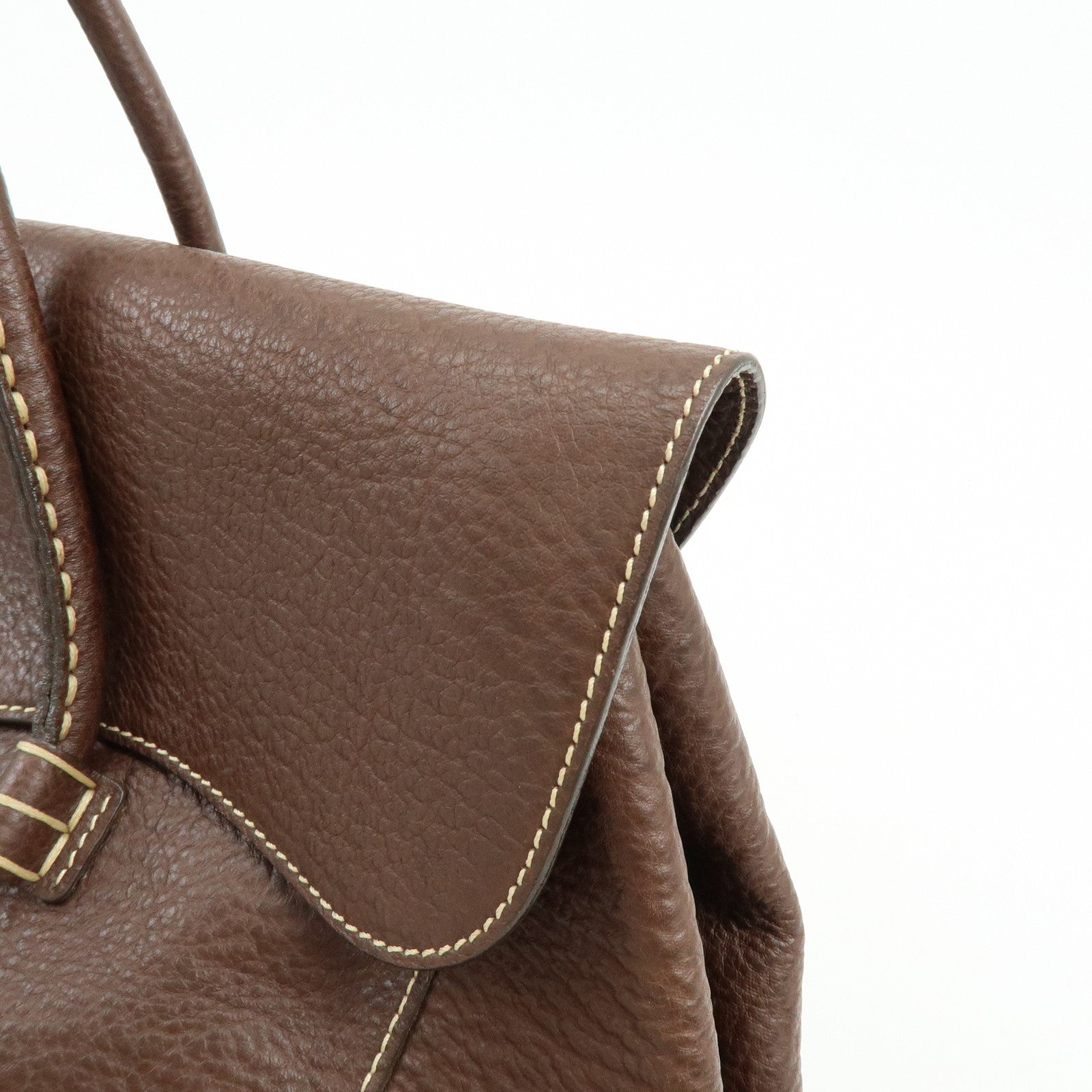TOD'S Corniche Wave Leather Shoulder Bag Hand Bag Brown