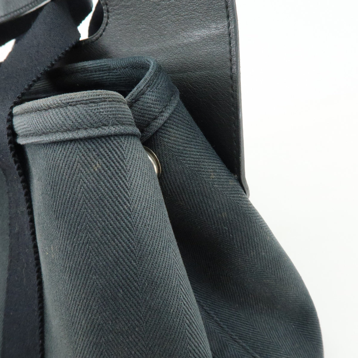 HERMES Valparaiso PM Canvas Leather Tote Bag Hand Bag Black