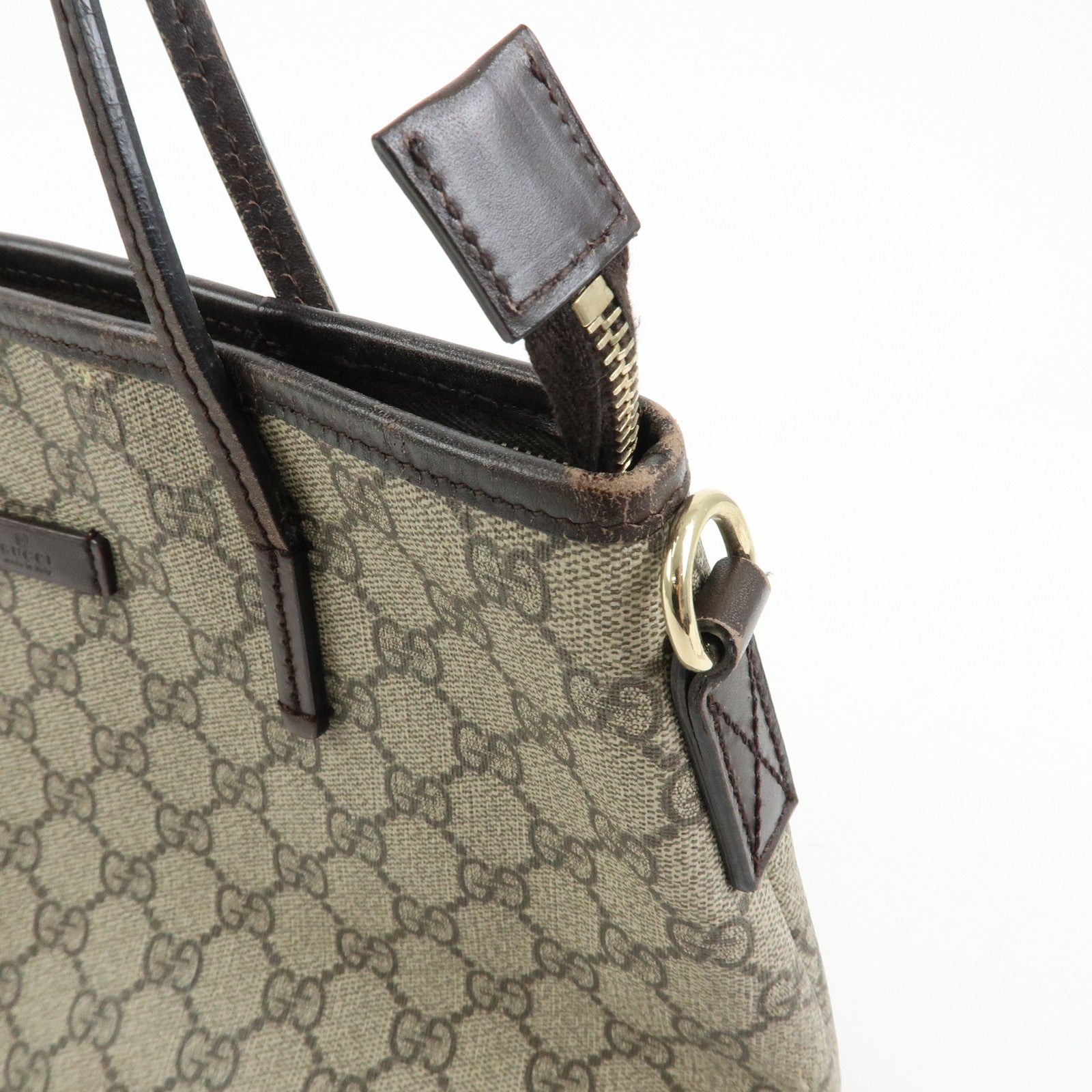 GUCCI GG Supreme Leather 2Way Bag Hand Bag Brown Beige 353440