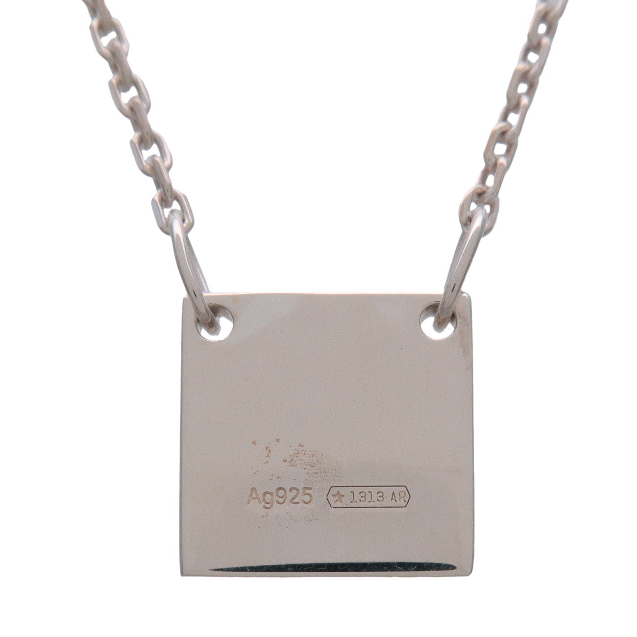 GUCCI Logo Square Plate Necklace SV925 Silver