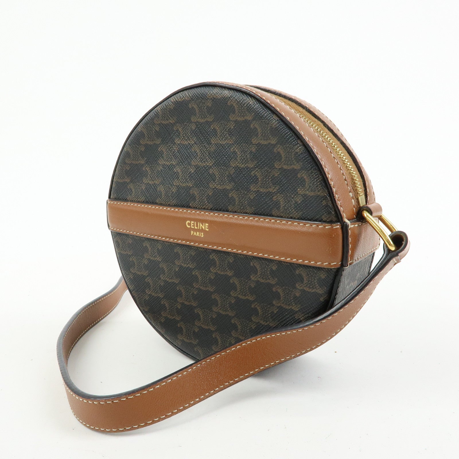 CELINE Triomphe PVC Leather Shoulder Bag Crossbody Bag Brown