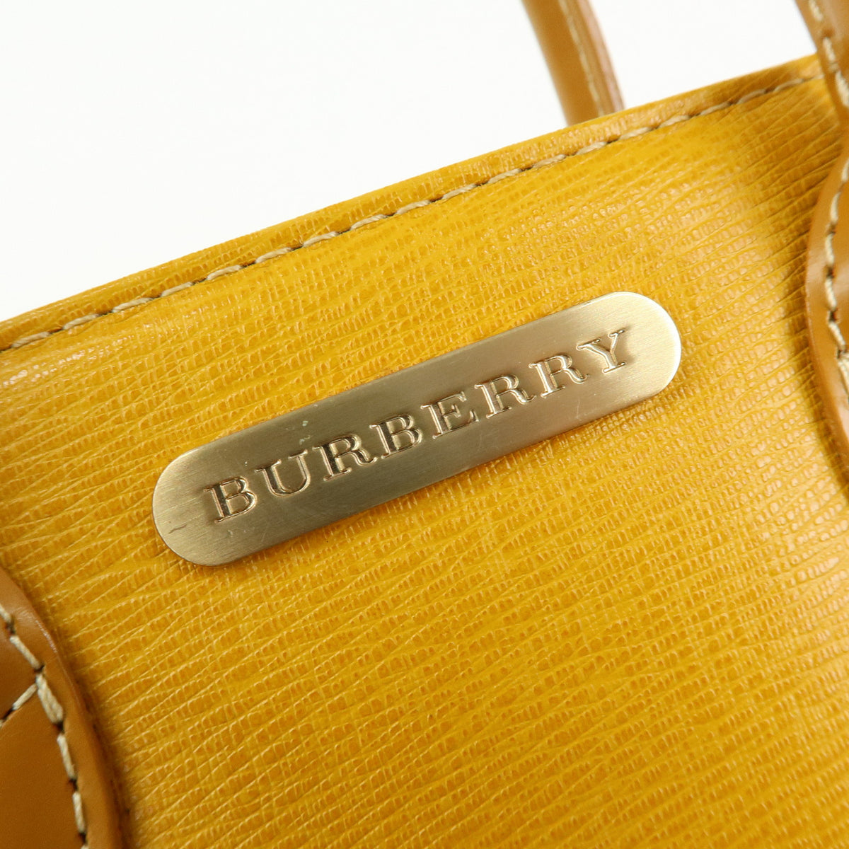 BURBERRY Leather Mini Hand Bag Tote Bag Yellow