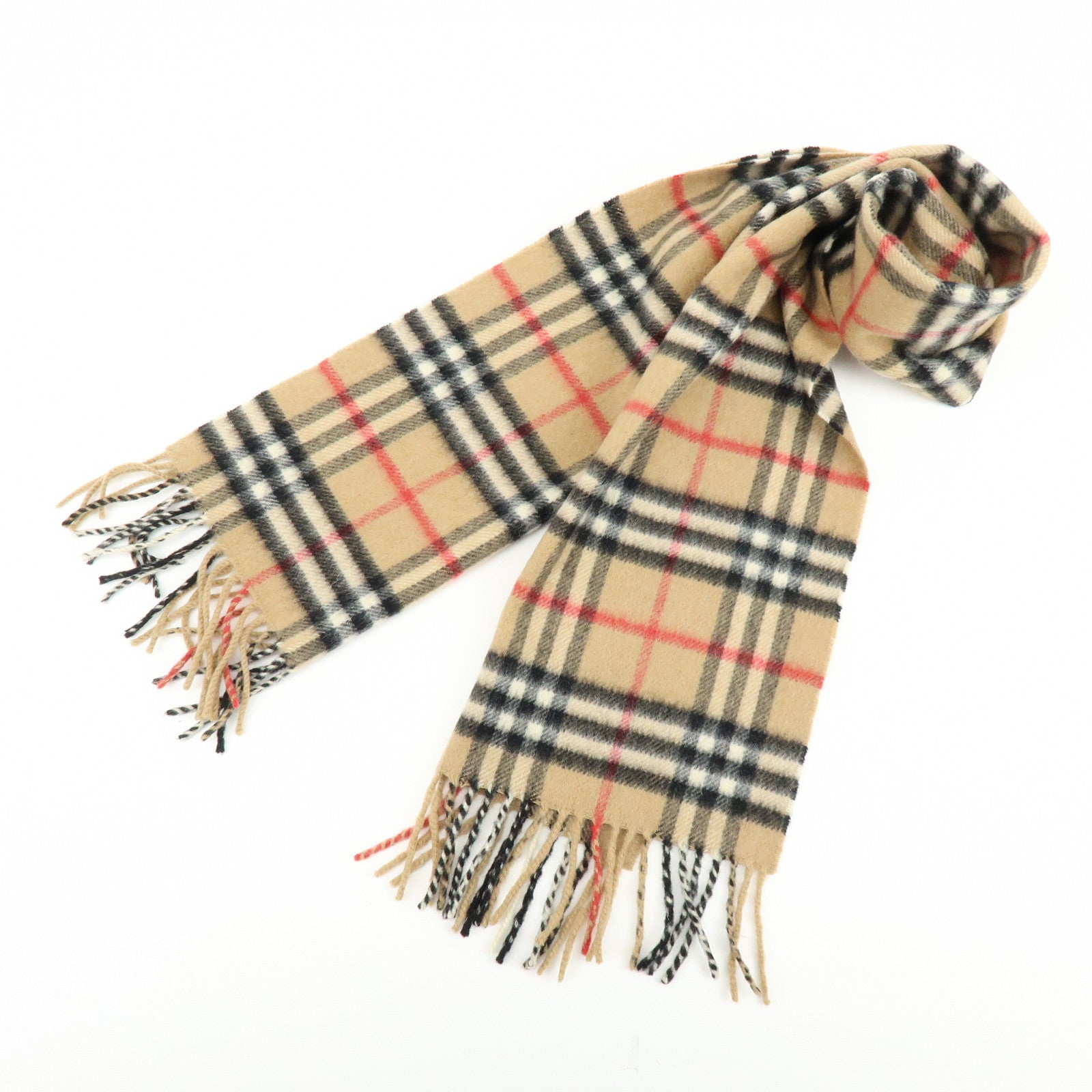 BURBERRY Nova Plaid Cashmere100% Scarf Camel Beige Black Red