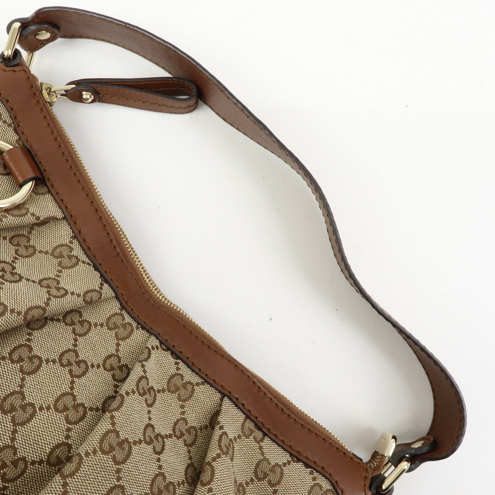 GUCCI Sukey Interlocking G GG Canvas Leather Shoulder Bag Beige 232955