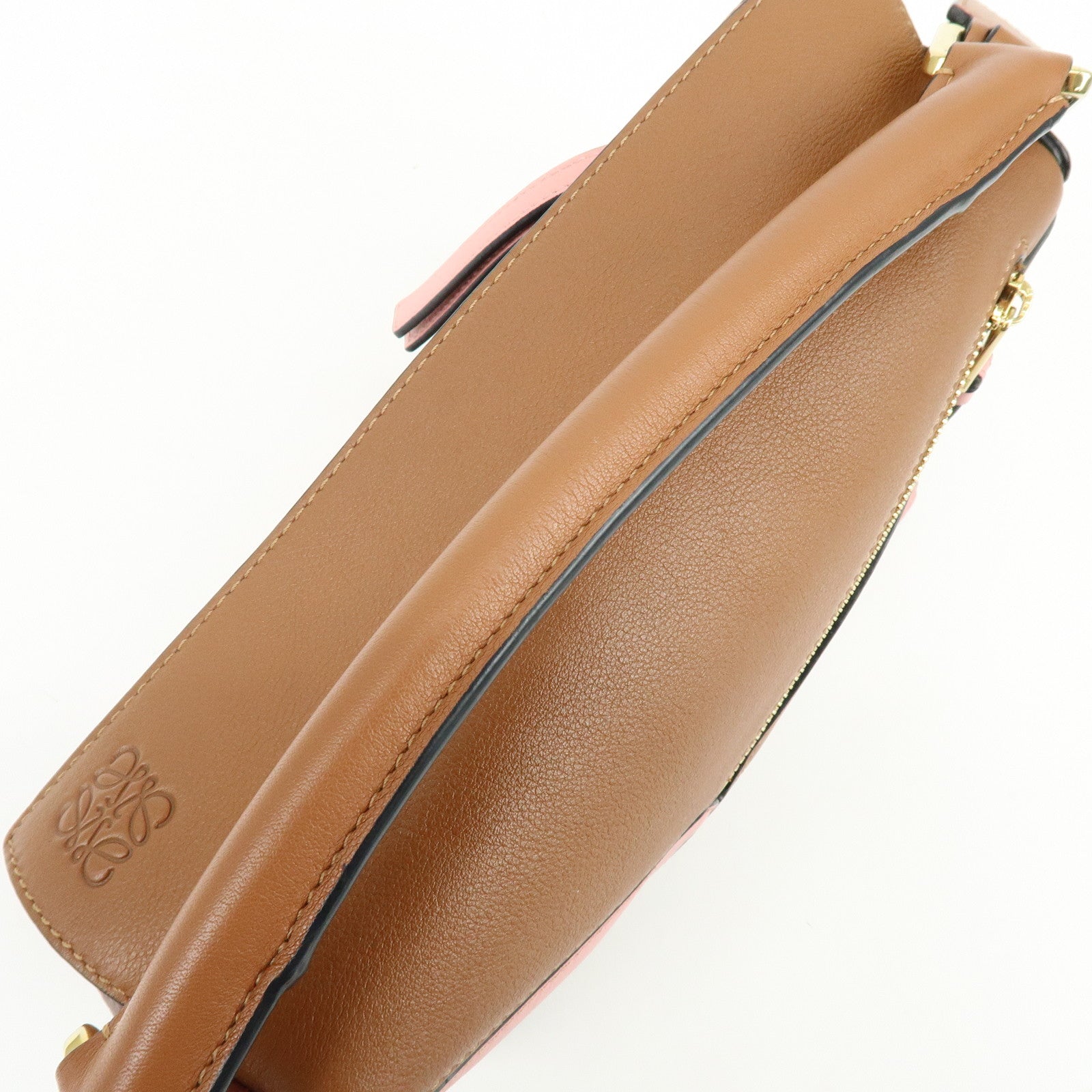 LOEWE Puzzle Bag Anagram Calf Skin Medium 2Way Bag Brown Pink Camel