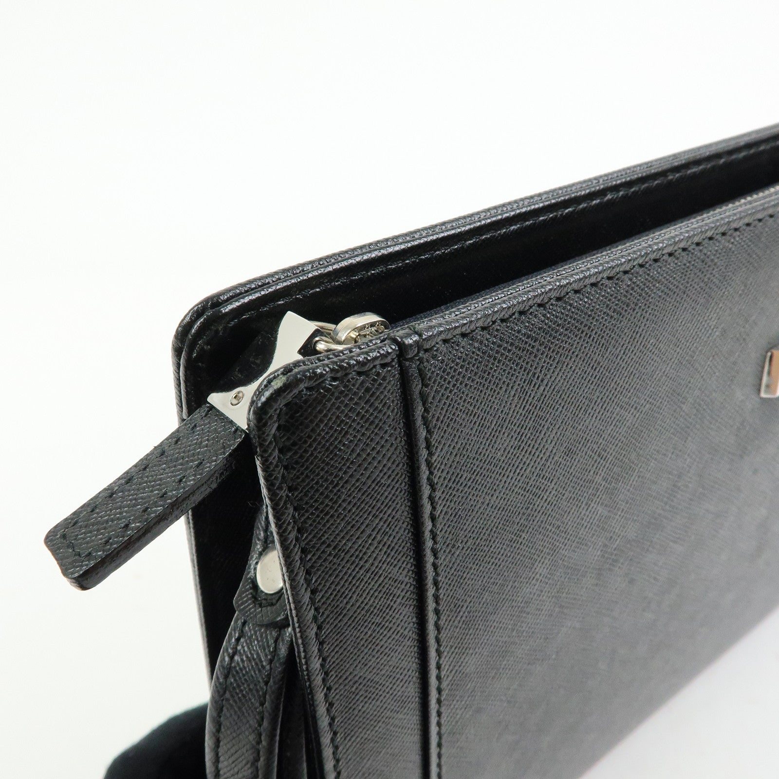 BURBERRY Saffiano Leather Clutch Bag Black