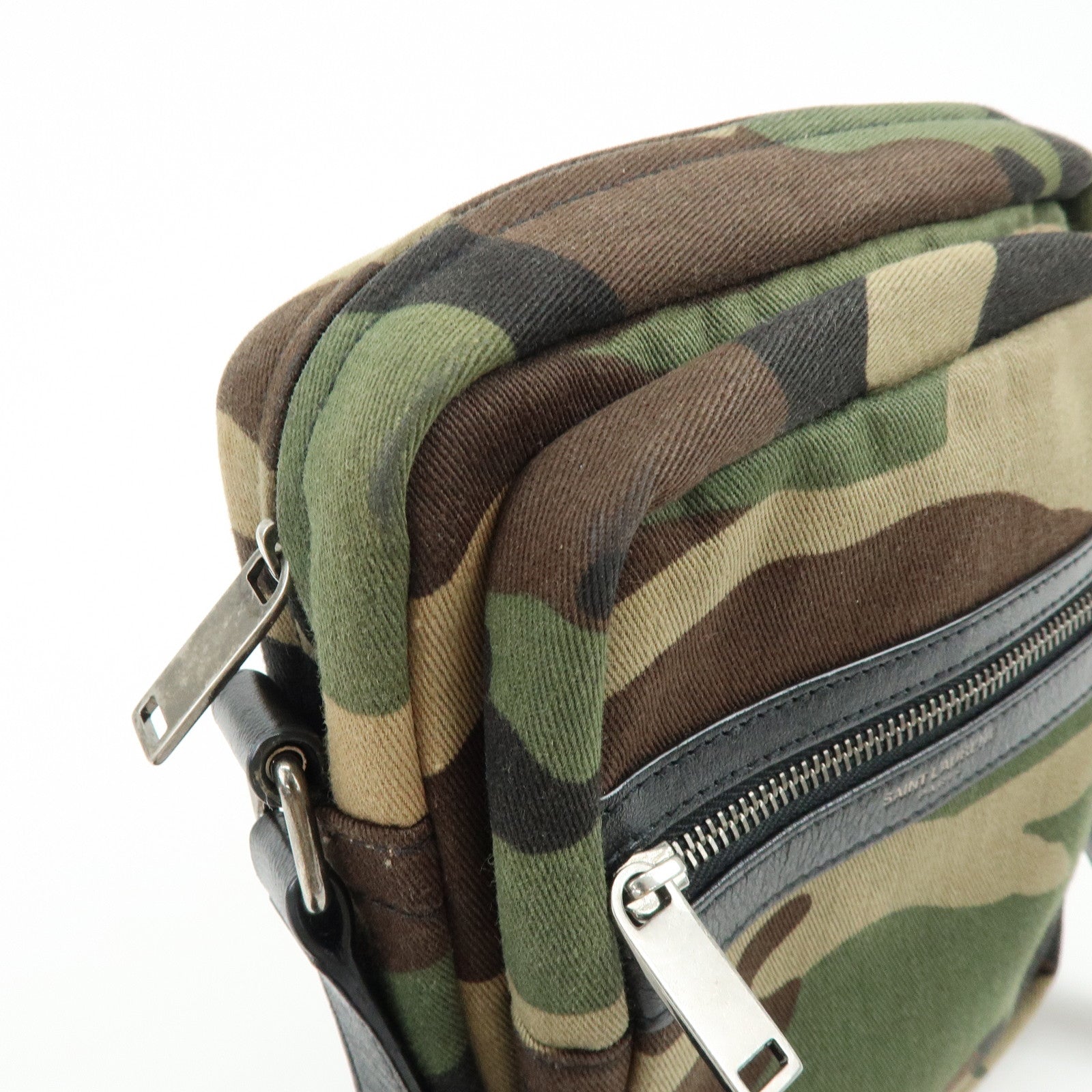 SAINT LAURENT PARIS Canvas Leather Shoulder Bag Camouflage 581700