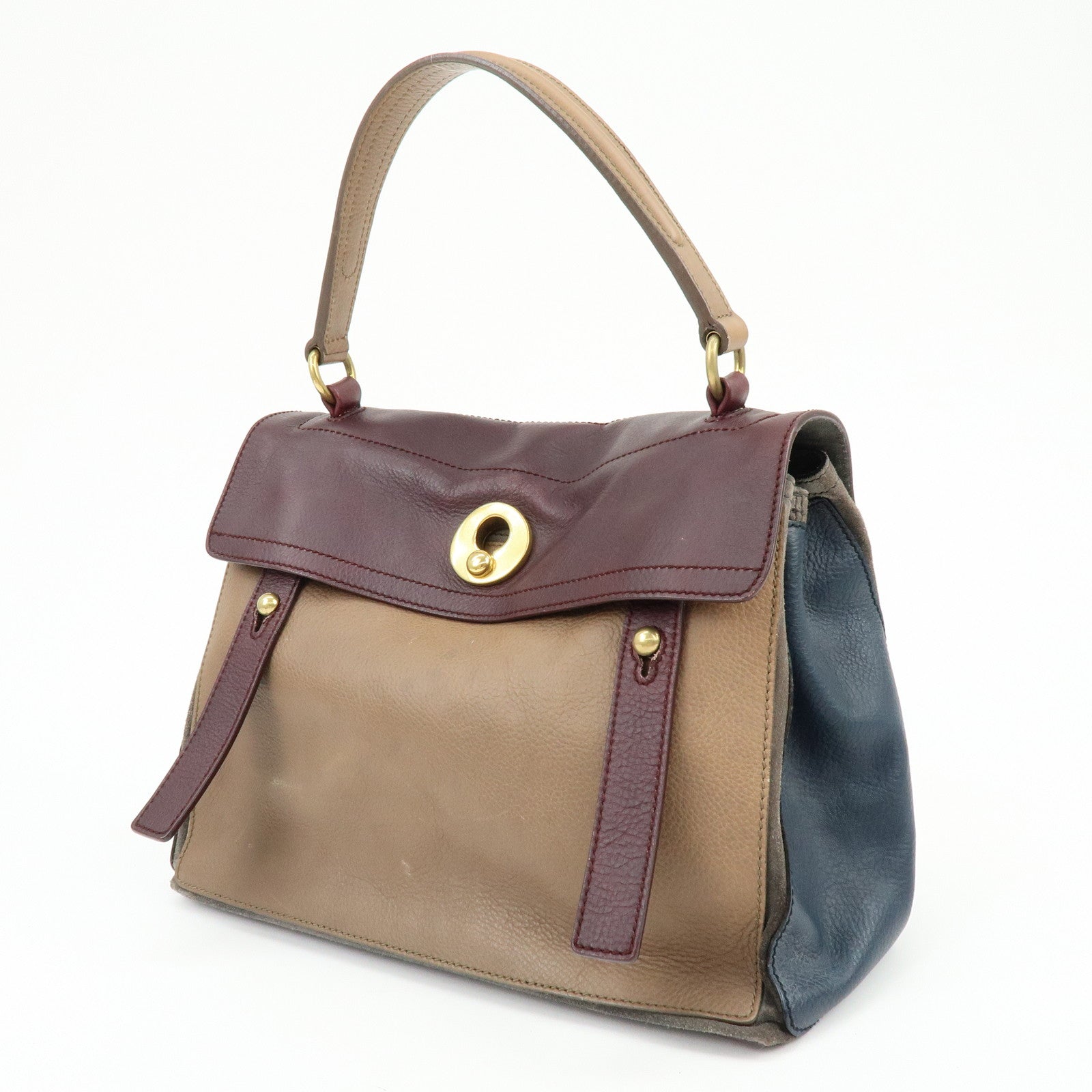 SAINT LAURENT PARIS Baby Cabas Leather Hand Bag Boudreaux Beige