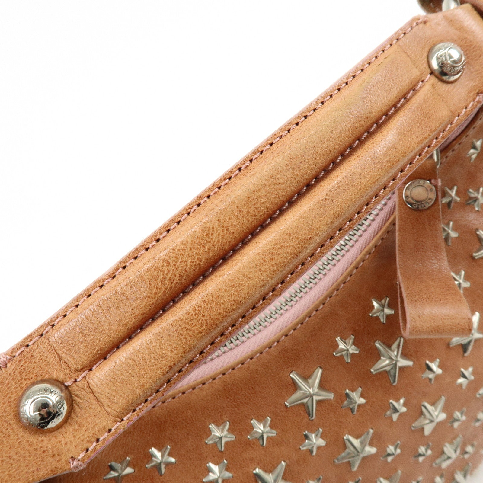 JIMMY CHOO Logo Star Studs Stella 2Way Bag Shoulder Bag Hand Bag Brown