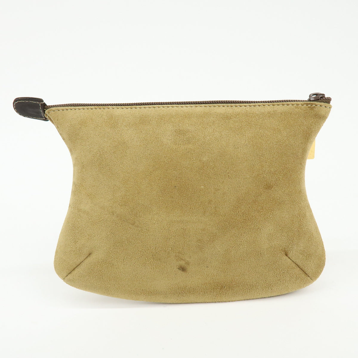 LOEWE Anagram Suede Accessory Pouch Makeup Bag Pouch Beige Gold