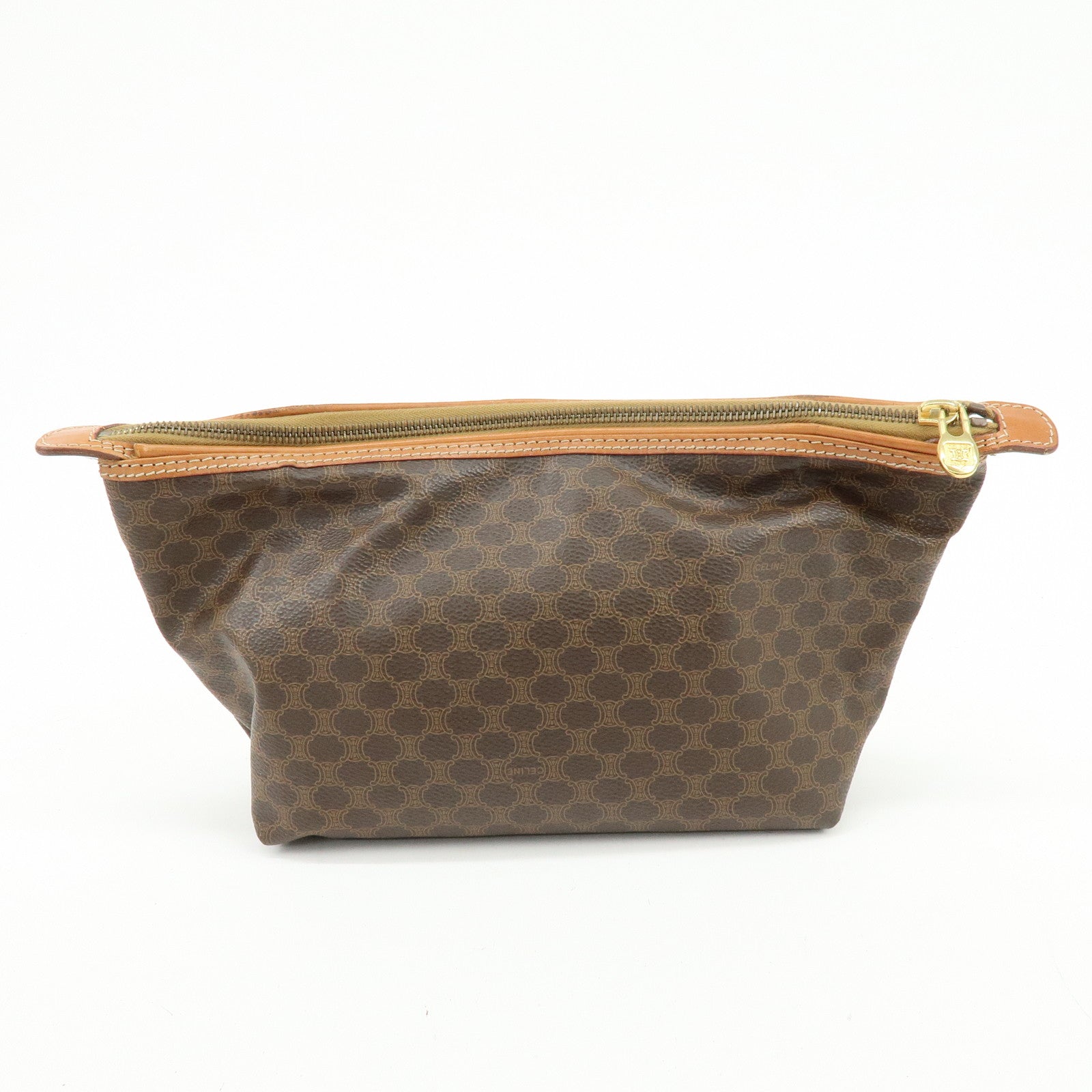 CELINE Macadam PVC Leather Cosmetic Pouch Accessory Pouch Brown