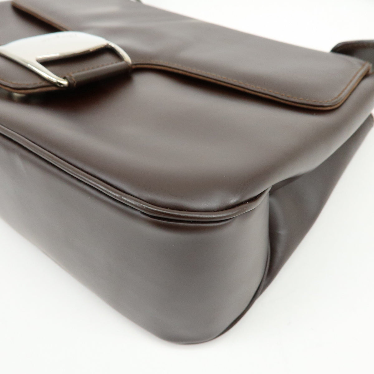Ferragamo Vara Leather Shoulder Bag Hand Bag Dark Brown