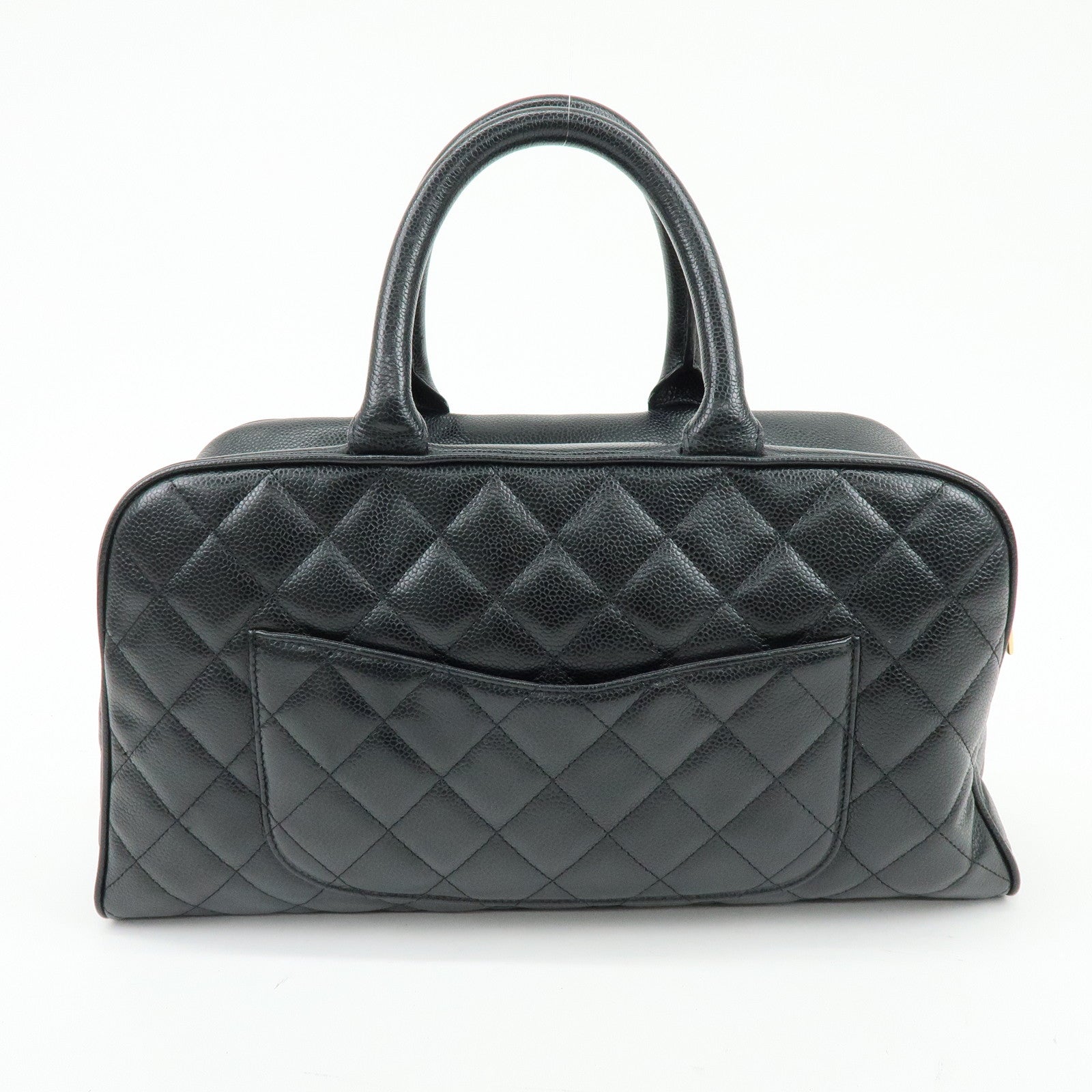CHANEL Matelasse COCO Mark Caviarskin Boston Bag Hand Bag Black A20997
