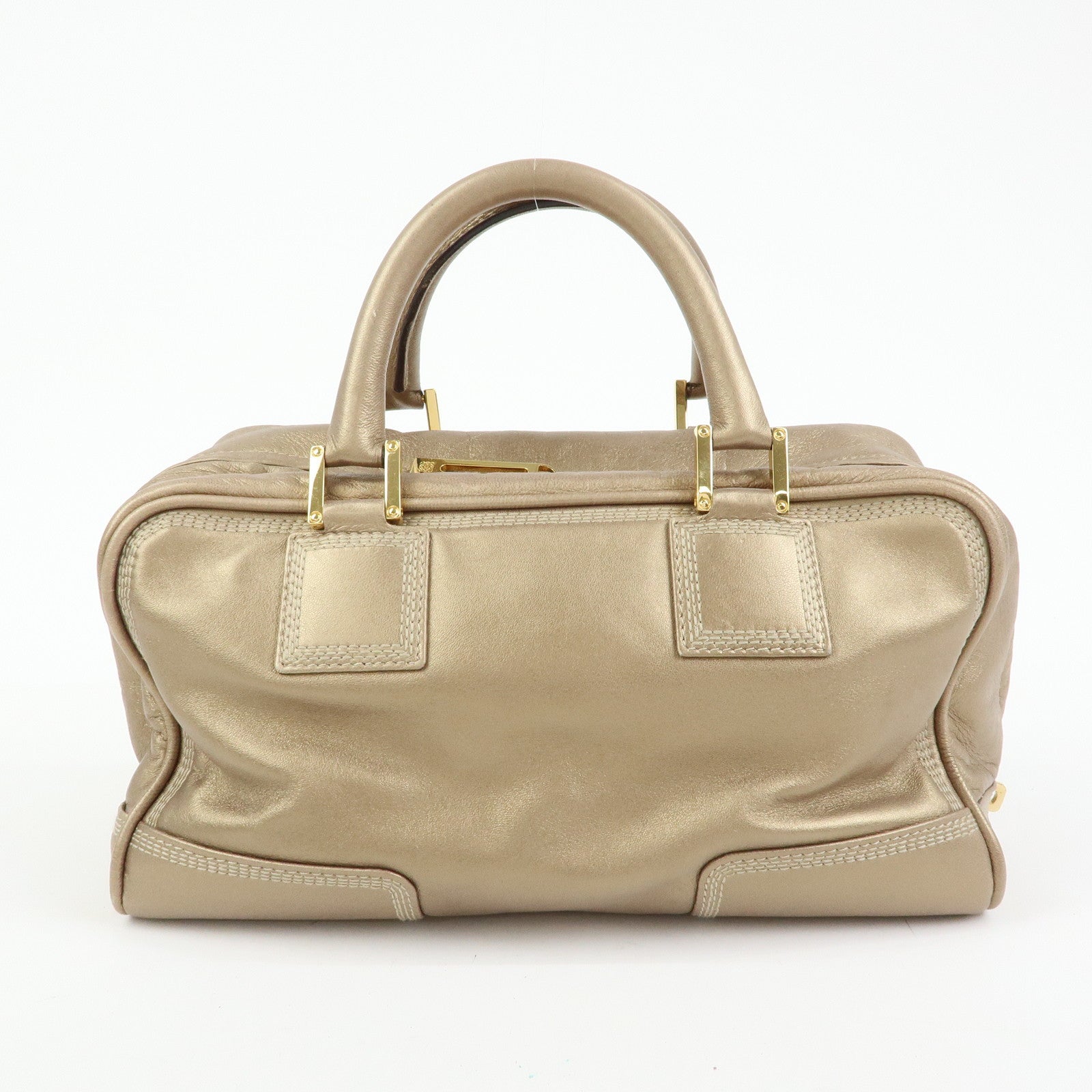 LOEWE Amazona 28 Nappa Leather Hand Bag Boston Bag Gold