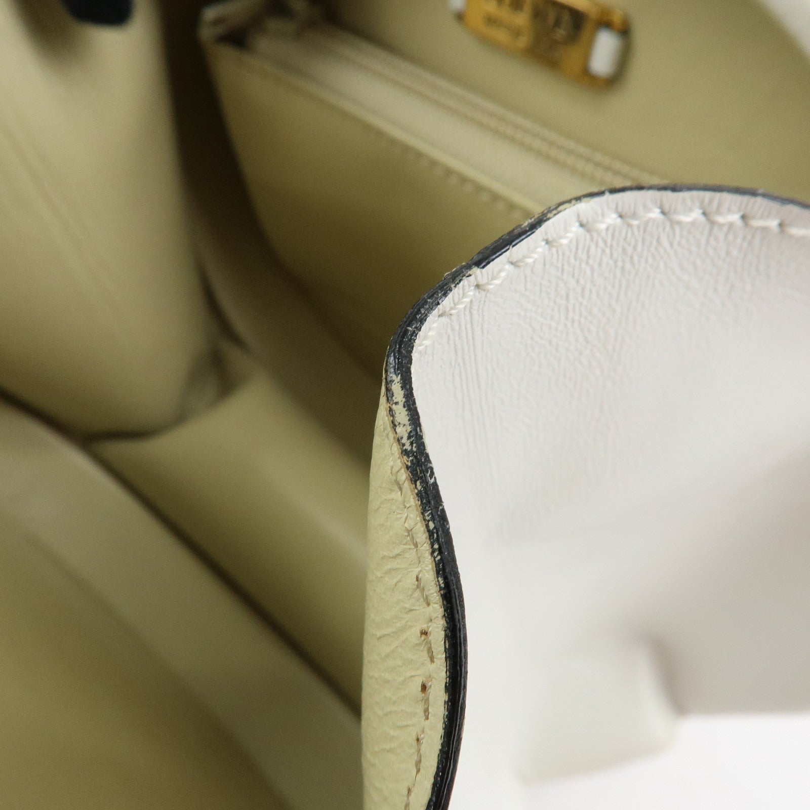 Loewe Logo Round Leather Hand Bag White