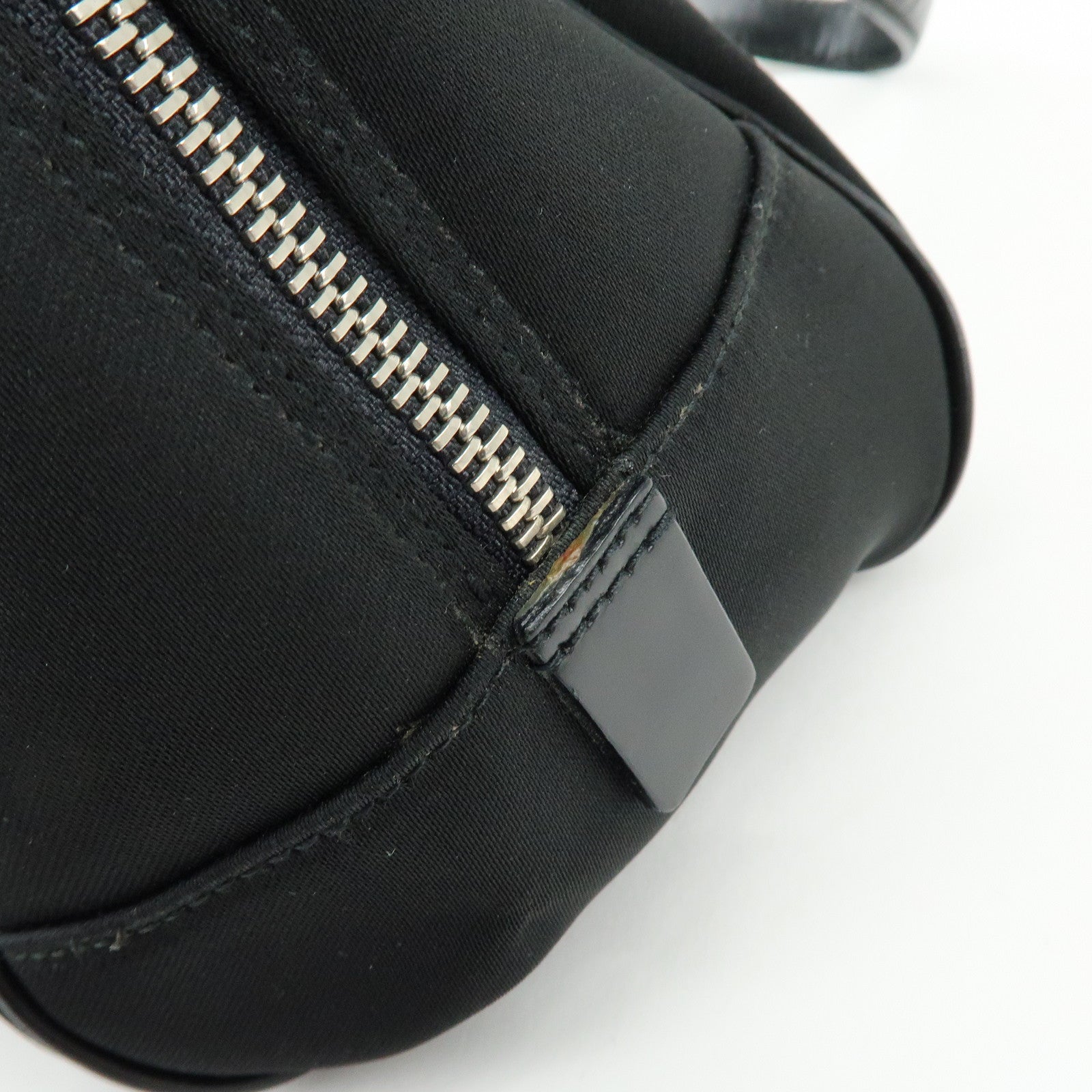 Ferragamo Nylon Leather Hand Bag Mini Boston Bag Black