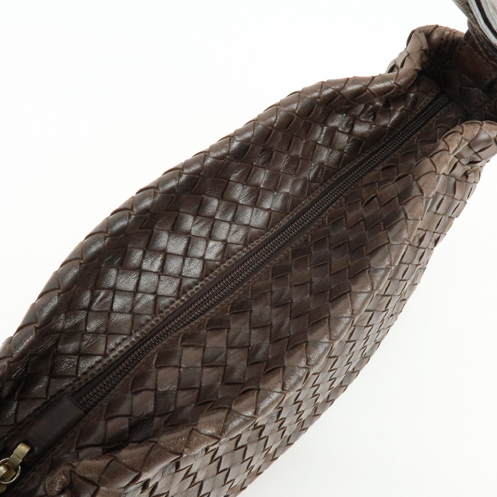 BOTTEGA VENETA Intrecciato Leather Shoulder Bag Hand Bag Brown