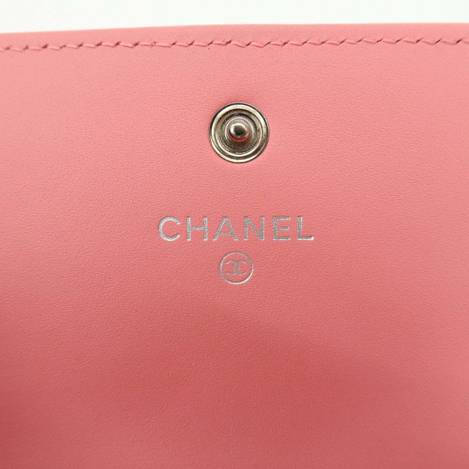 CHANEL COCO Mark Matelasse Patent Leather Long Wallet Salmon Pink